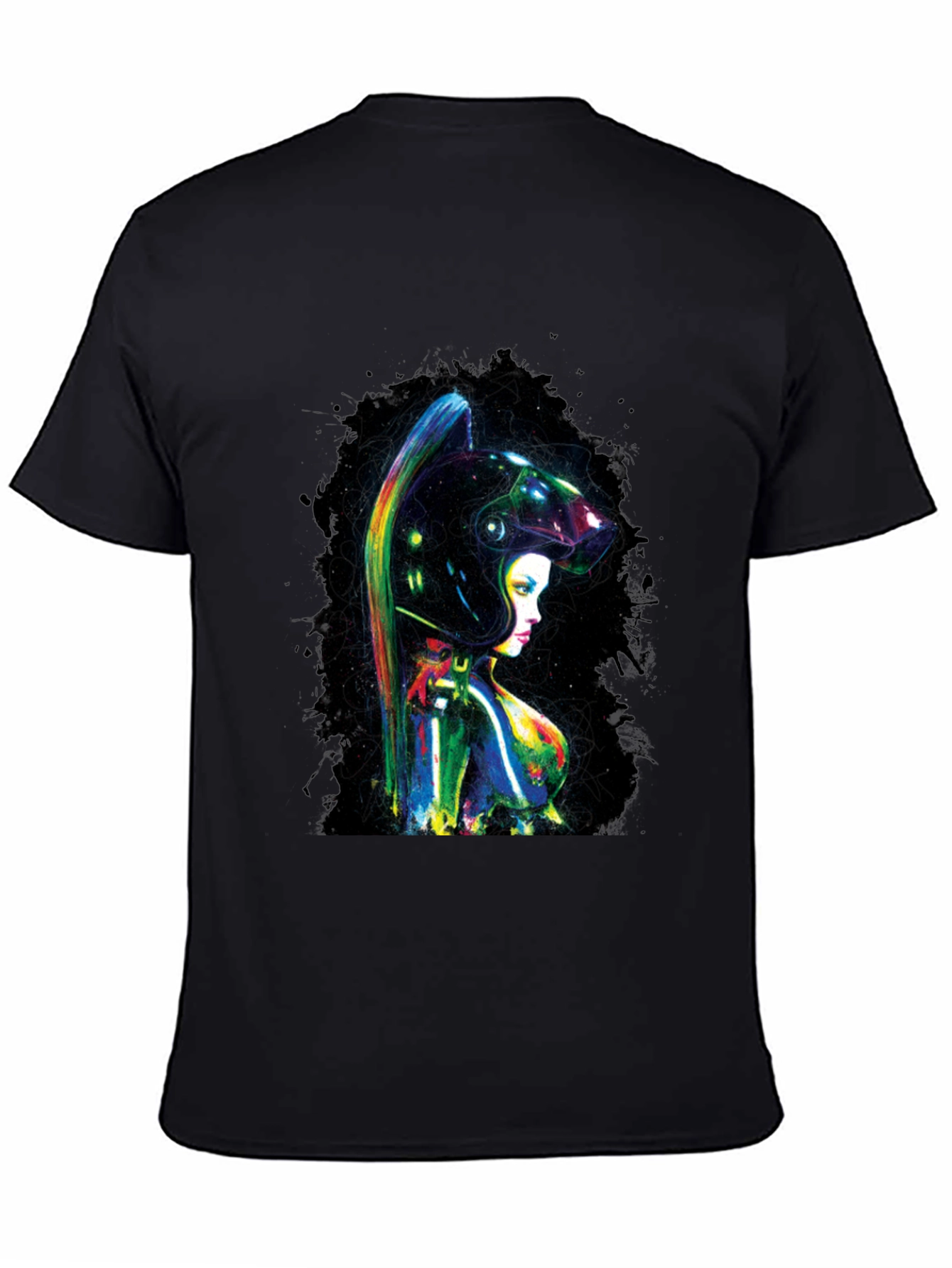 Black Cyberpunk Girl T-Shirt view 4