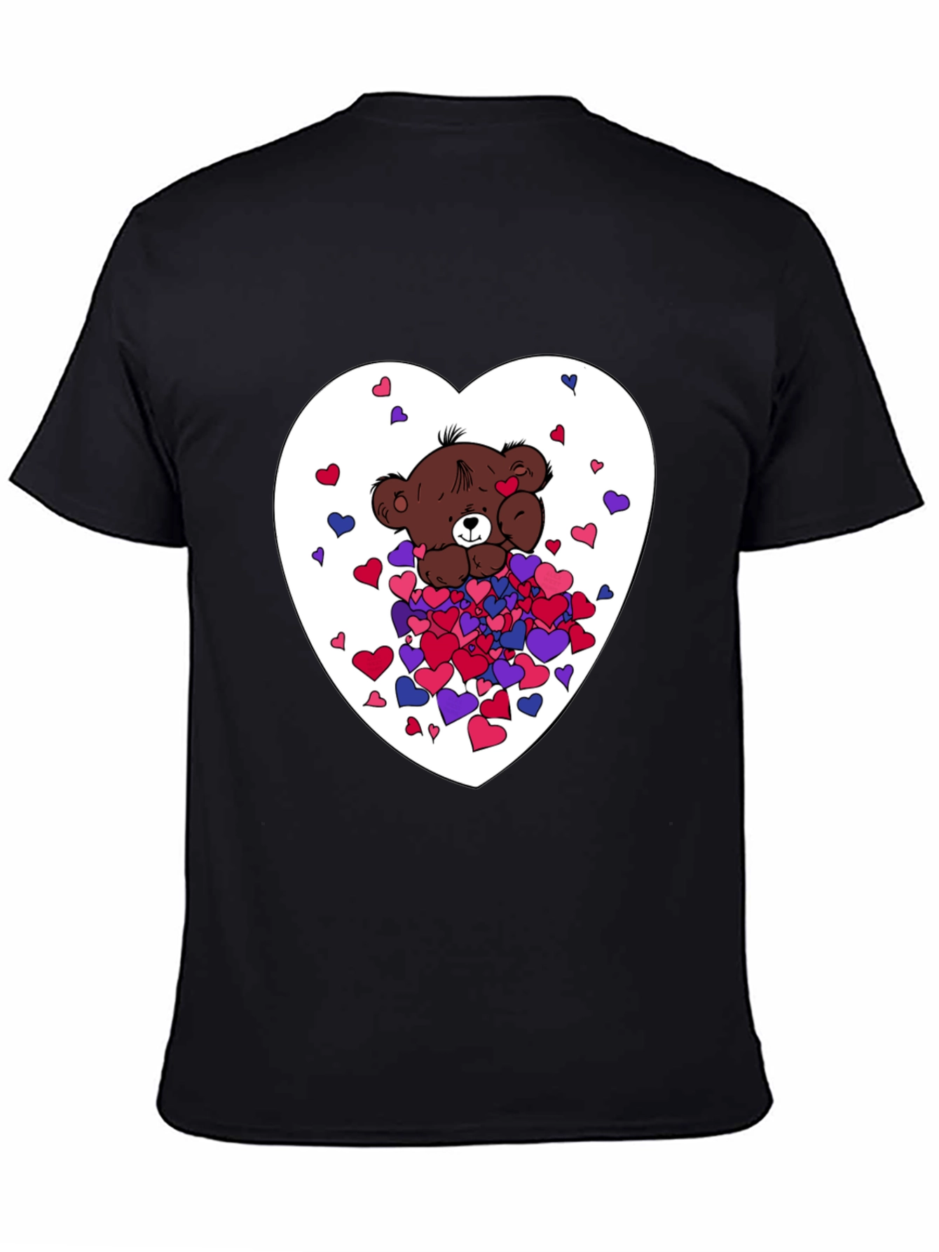 Black Bear Hug Heart Graphic Tee - Black view 4