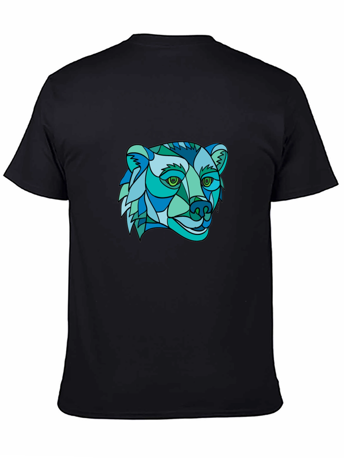 Black Geometric Bear Graphic Tee - Stylish Men's Black T-Shirt view 4