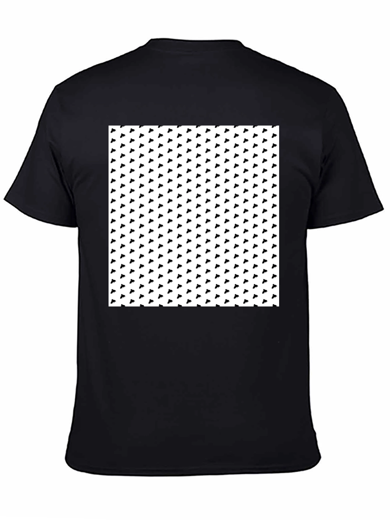 Black Modern Patterned Tee - Stylish Black Cotton T-Shirt view 4