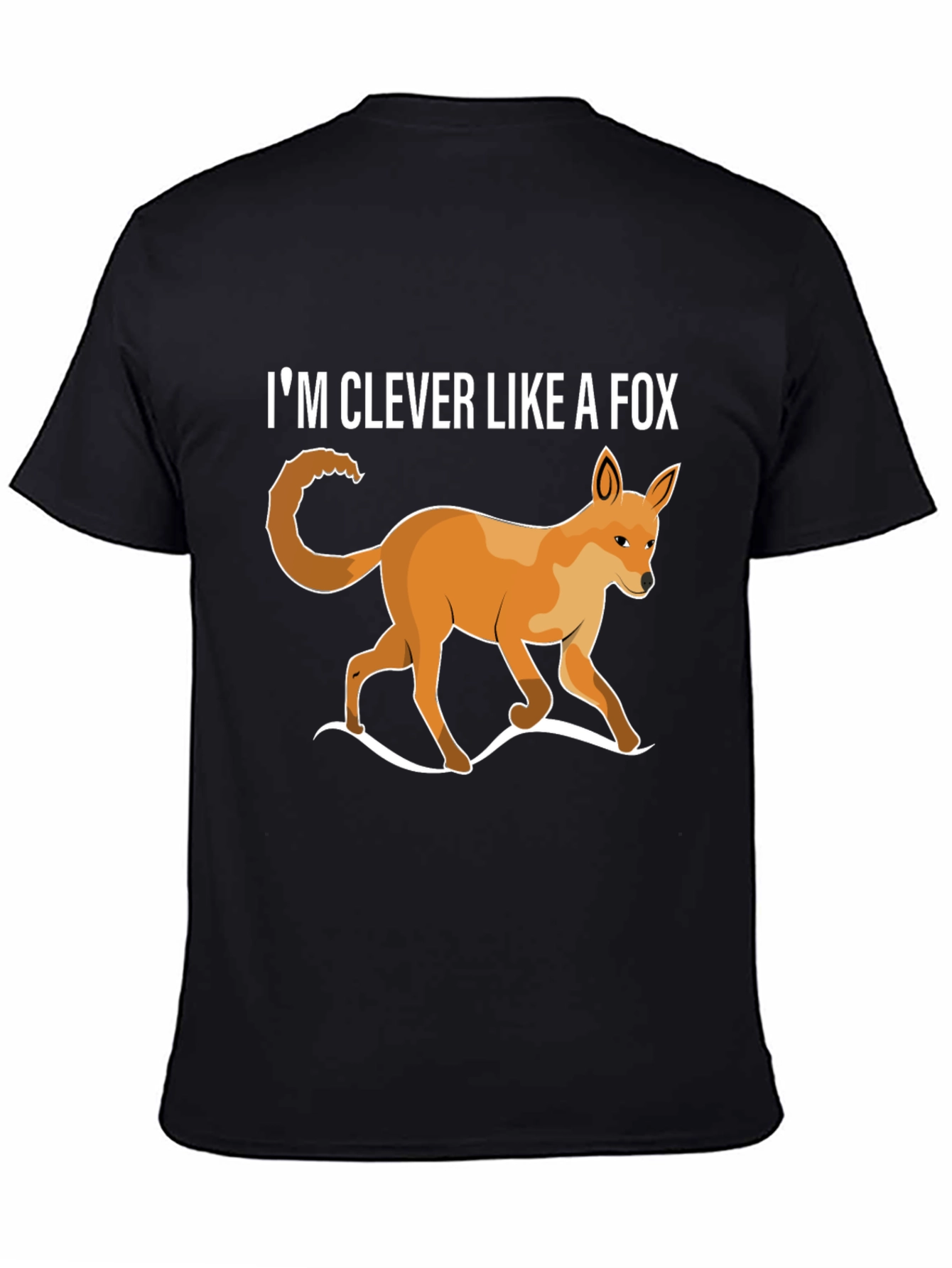 Black Clever Like A Fox T-Shirt - Unique Animal Design view 4