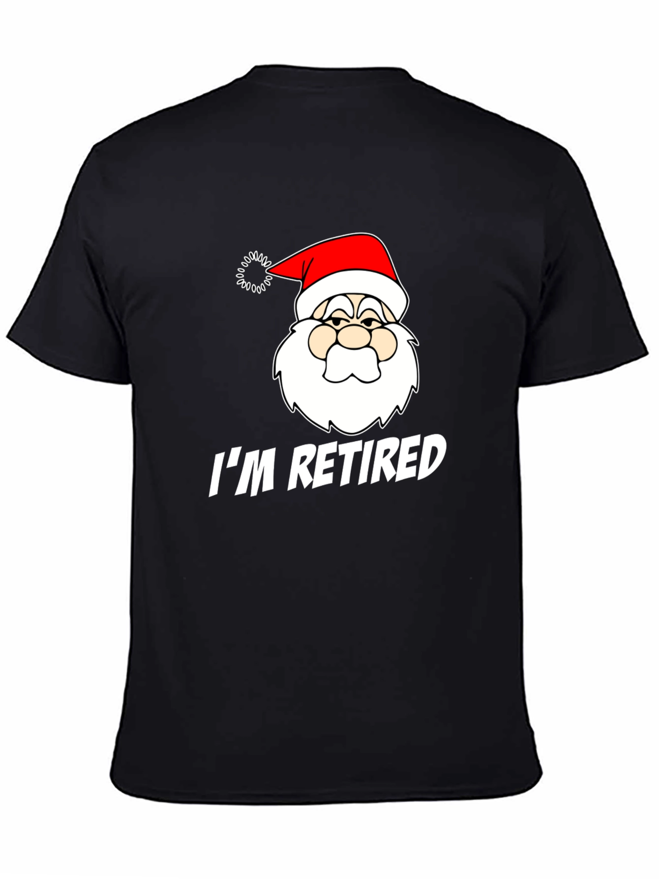 Black Funny Santa I'm Retired Black T-Shirt view 4