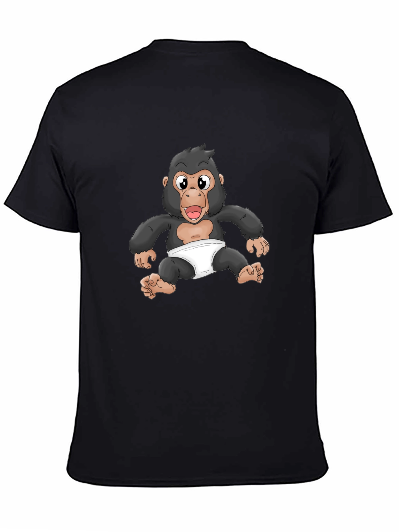 Black Baby Gorilla Graphic Tee - Black Cotton T-Shirt view 4