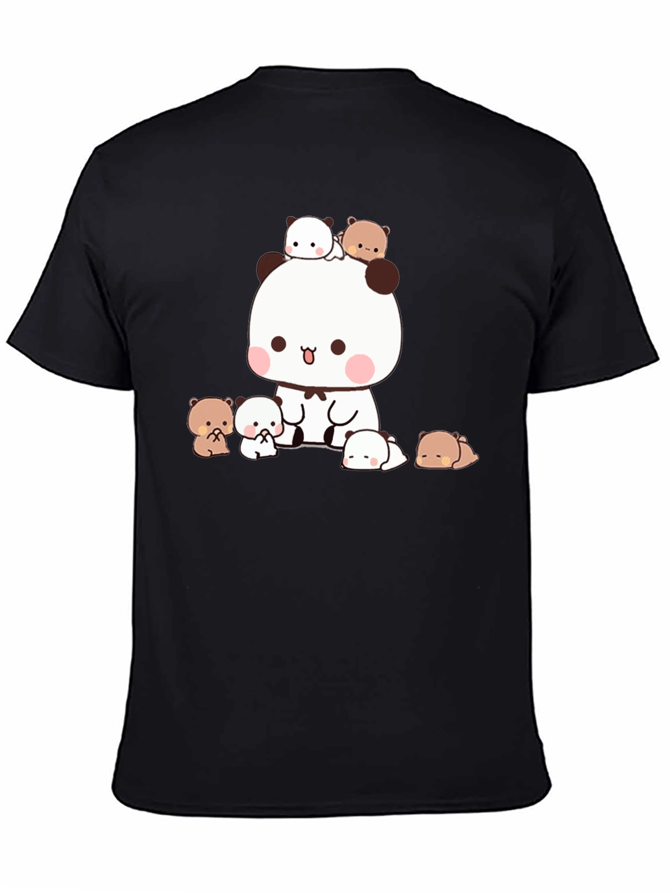 Black Cute Panda & Bear Graphic Tee - Black view 4