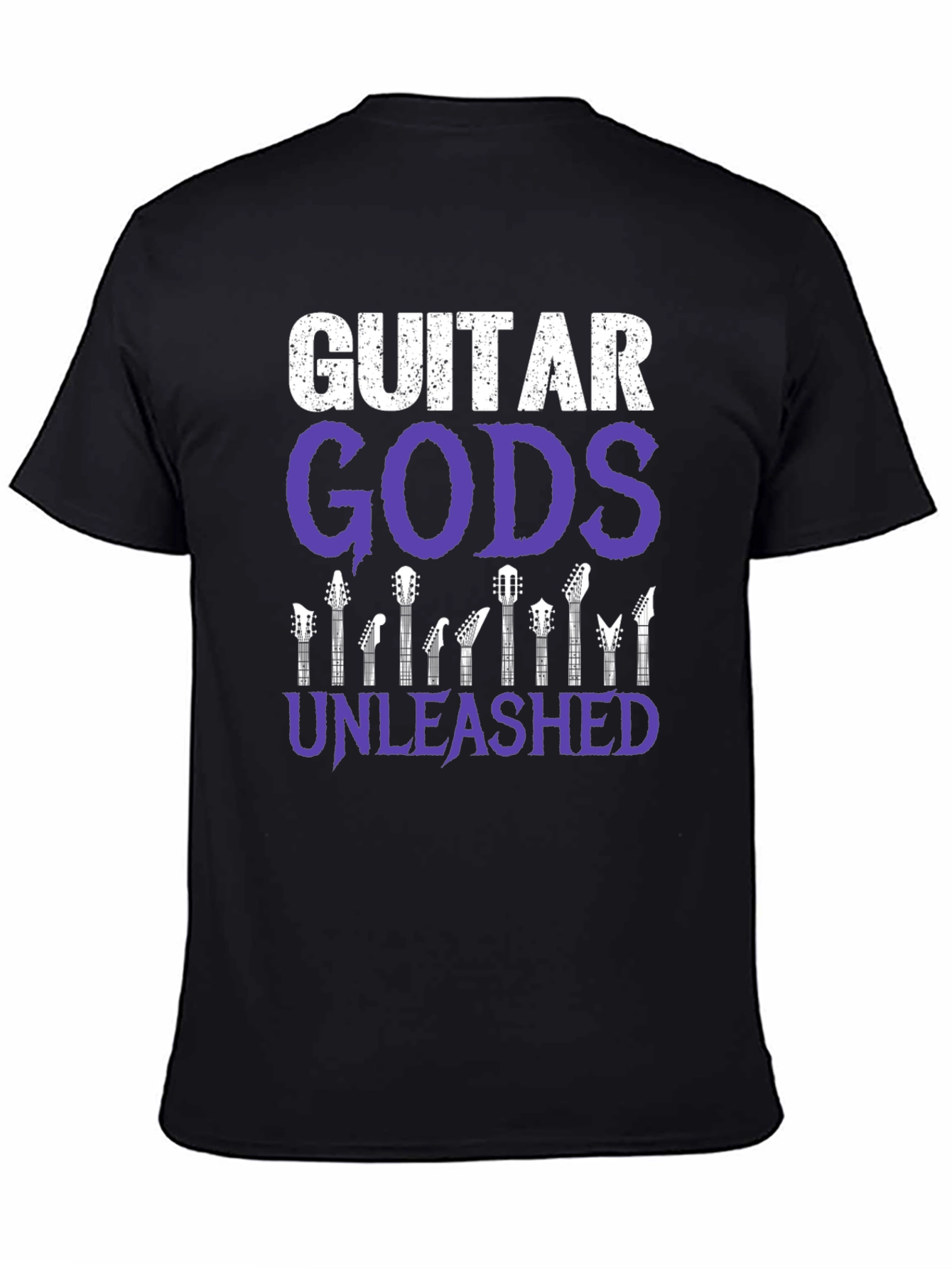 Black Guitar Gods Unleashed Graphic Tee - Black Cotton T-Shirt view 4