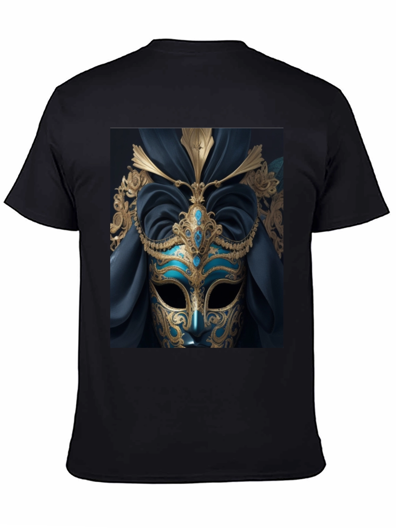 Black Mystic Masquerade T-Shirt - Unique Artistic Design view 4
