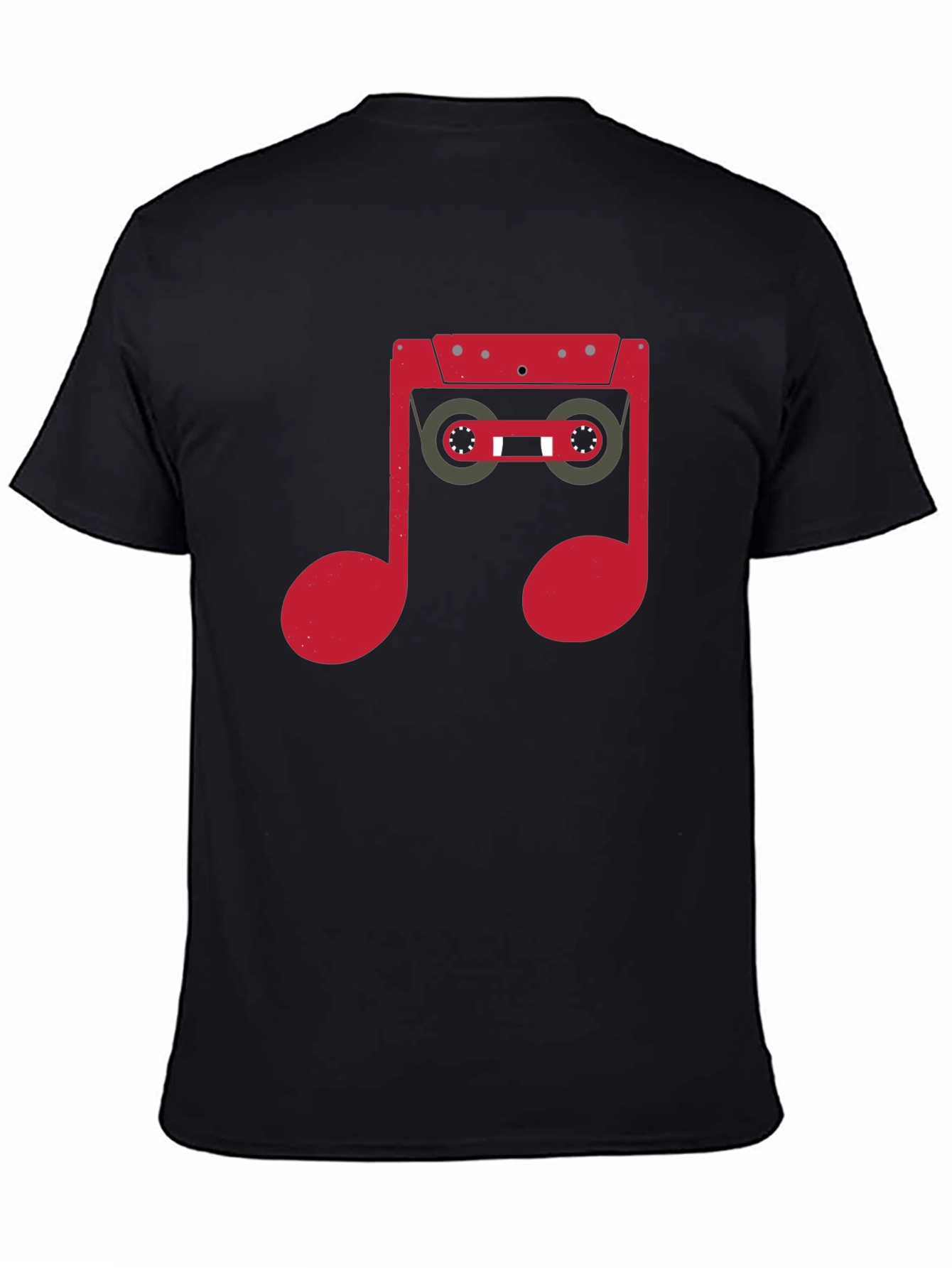Black Retro Music Note Cassette Graphic T-Shirt view 4