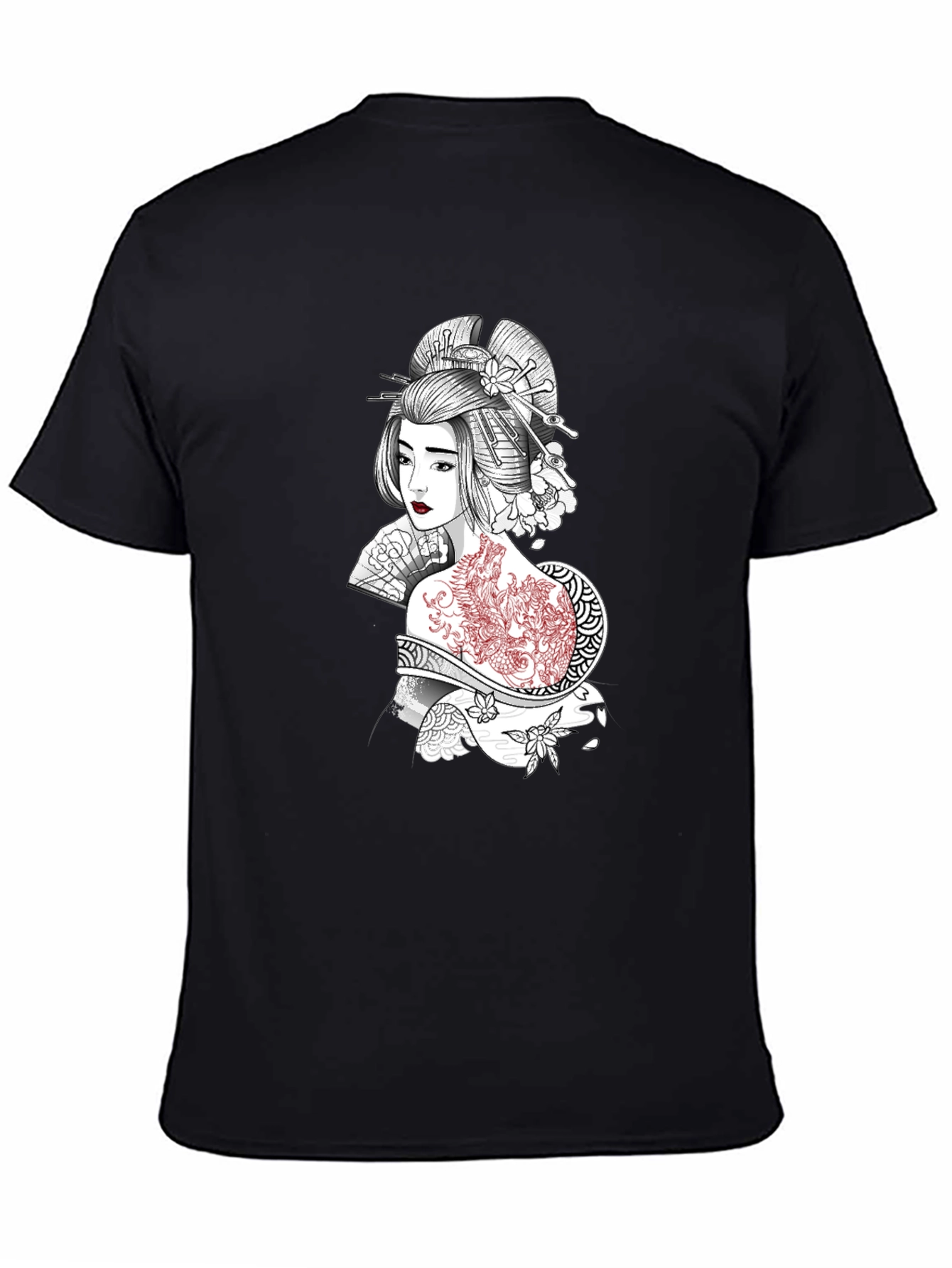 Black Geisha Graphic Print Black T-Shirt view 4