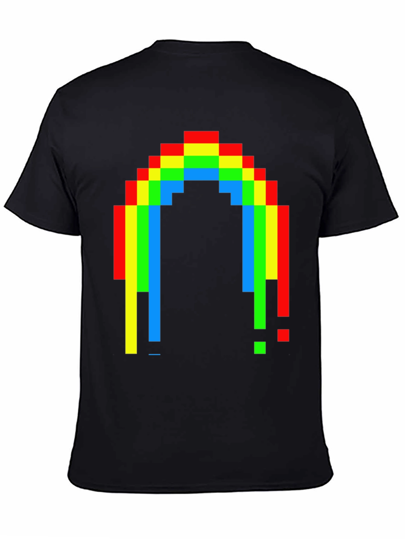 Black Pixel Rainbow Graphic Tee - Black Cotton Blend view 4