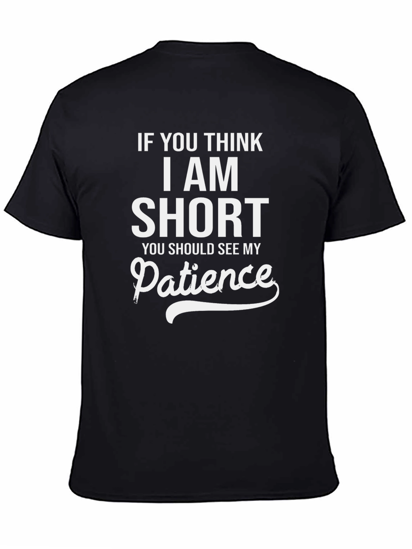 Black Humorous "Short Patience" Graphic Tee view 4
