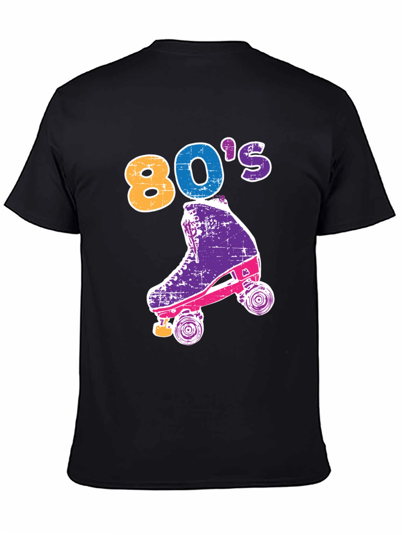 Black Retro 80's Roller Skate T-Shirt - Vintage Style Tee view 4
