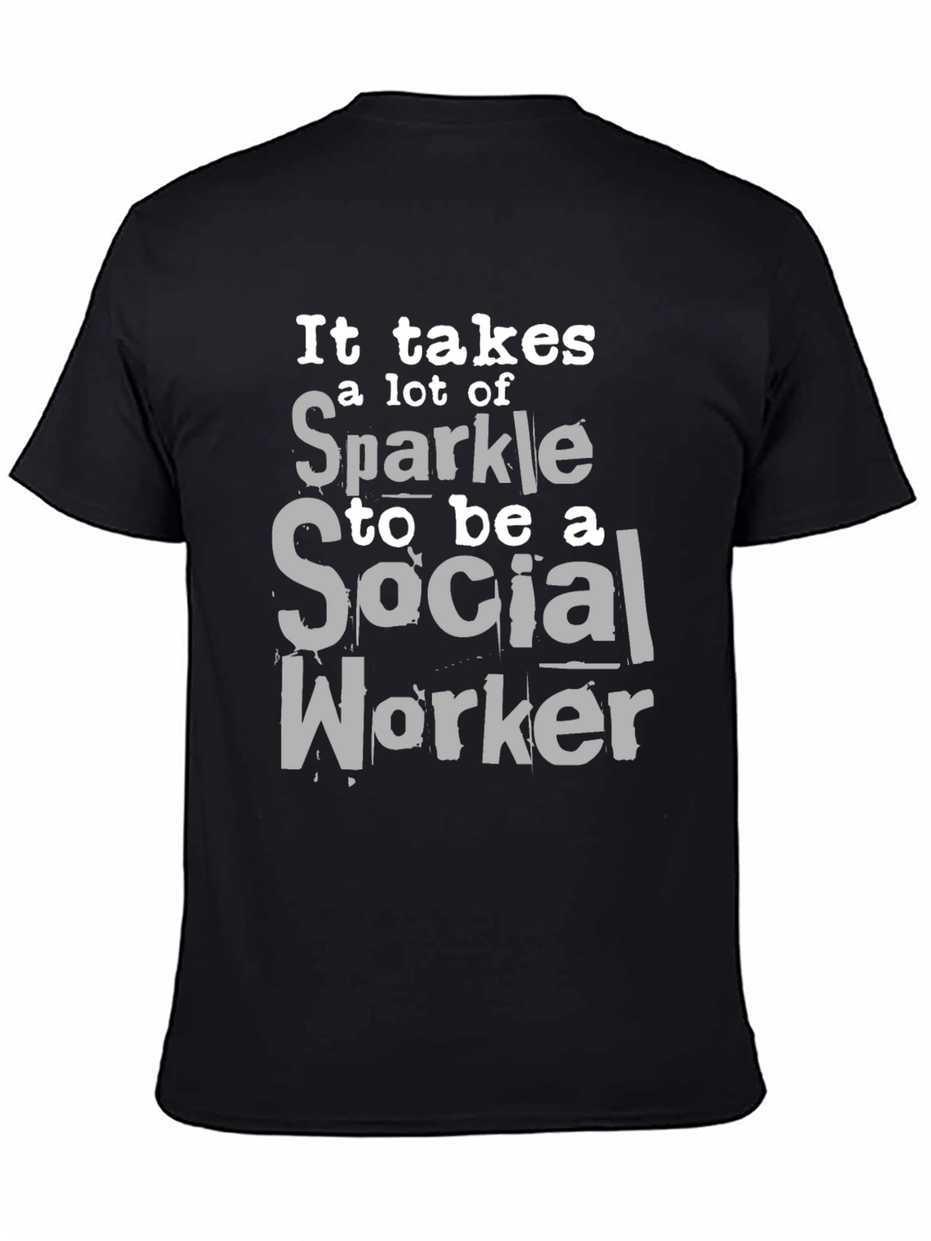 Black Sparkle Social Worker Tee - Soft Cotton Blend view 4