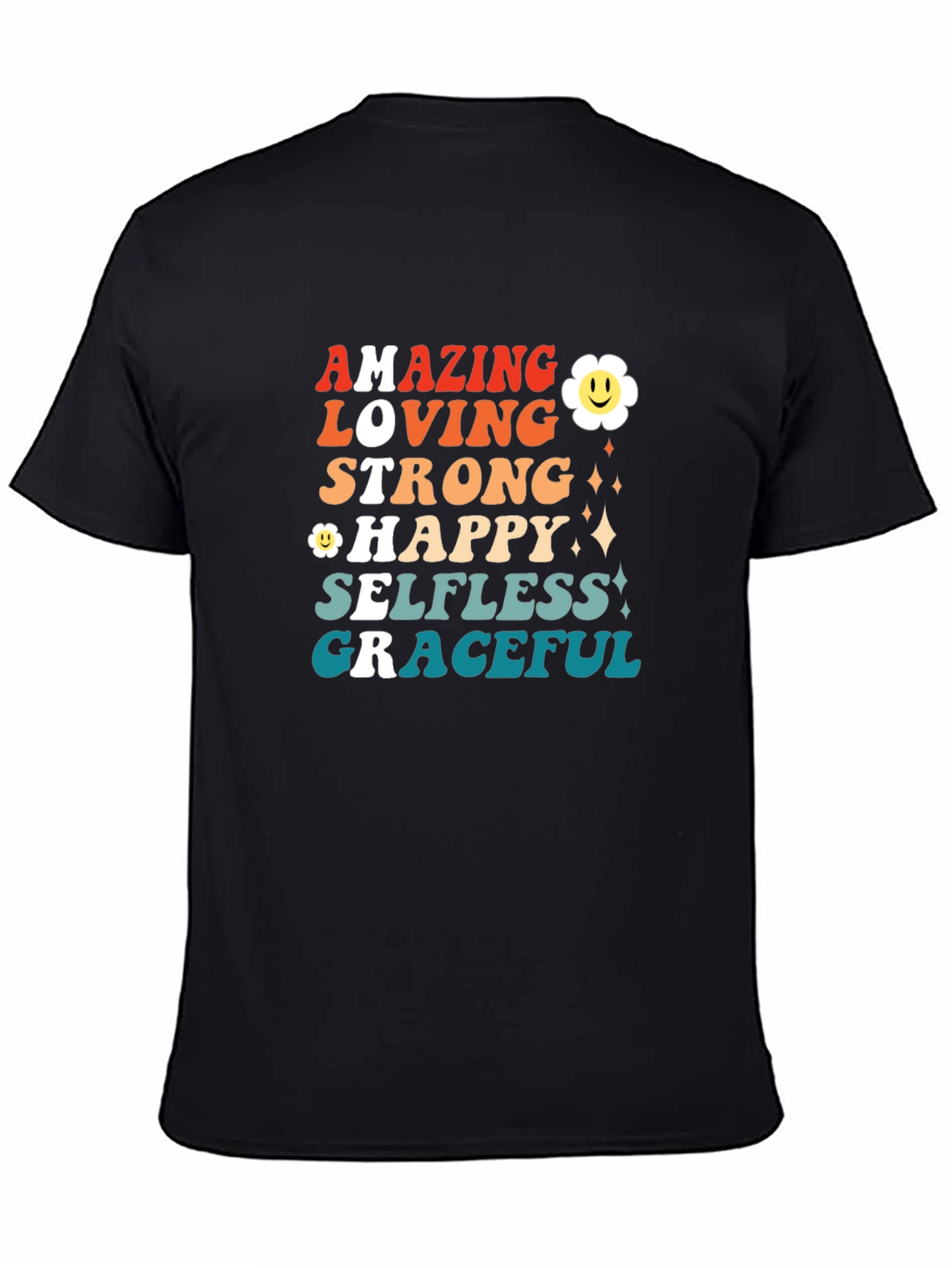 Black Amazing Loving Strong Graphic T-Shirt view 4