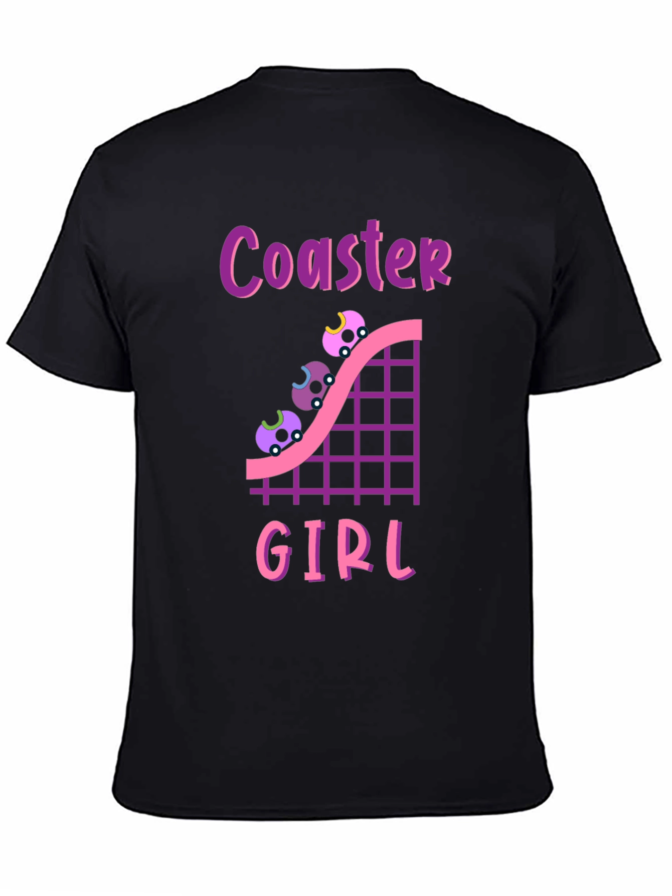 Black Coaster Girl Graphic Tee - Fun Rollercoaster Shirt view 4