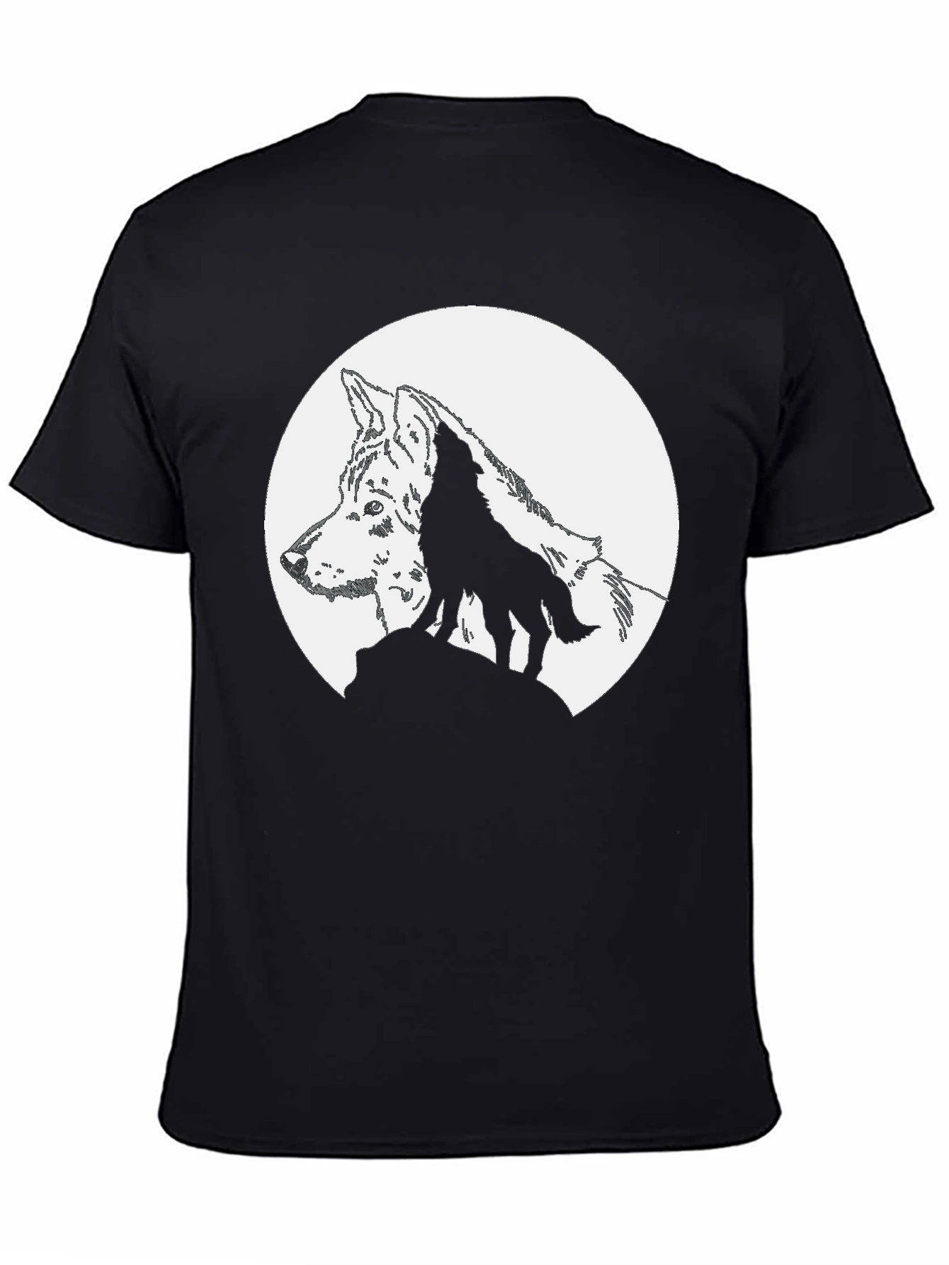 Black Wolf Moon Graphic T-Shirt - Black view 4