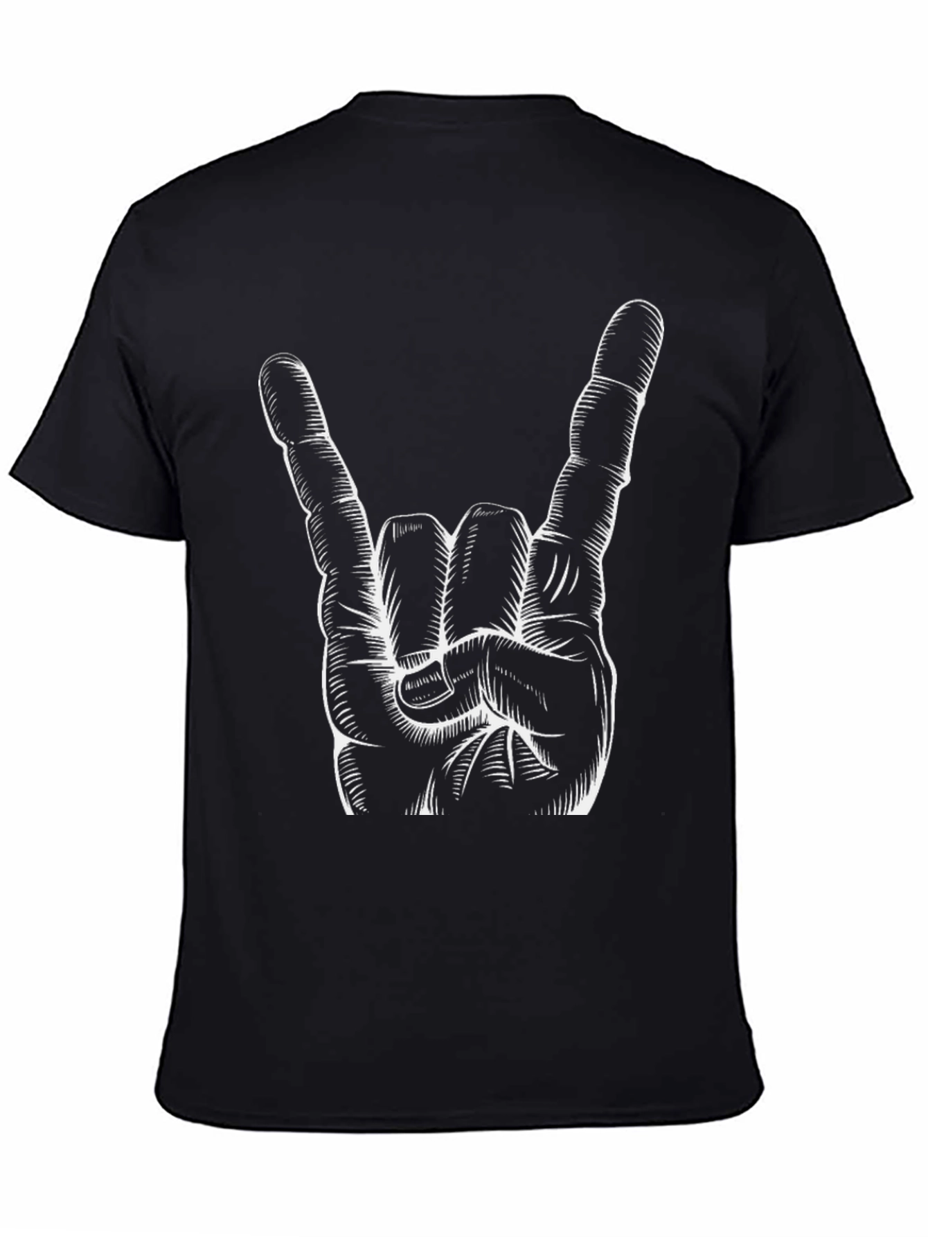 Black Rock On! Graphic Tee - Bold Hand Gesture Print view 4