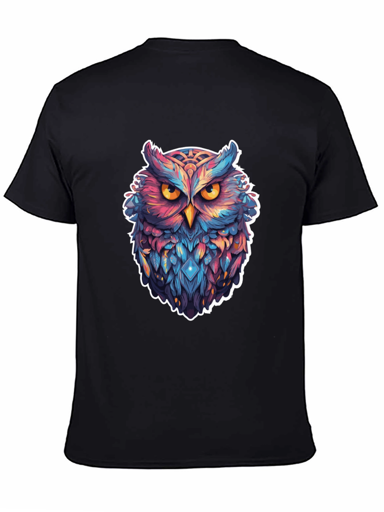 Black Mystic Owl Graphic Tee - Black Cotton Blend view 4