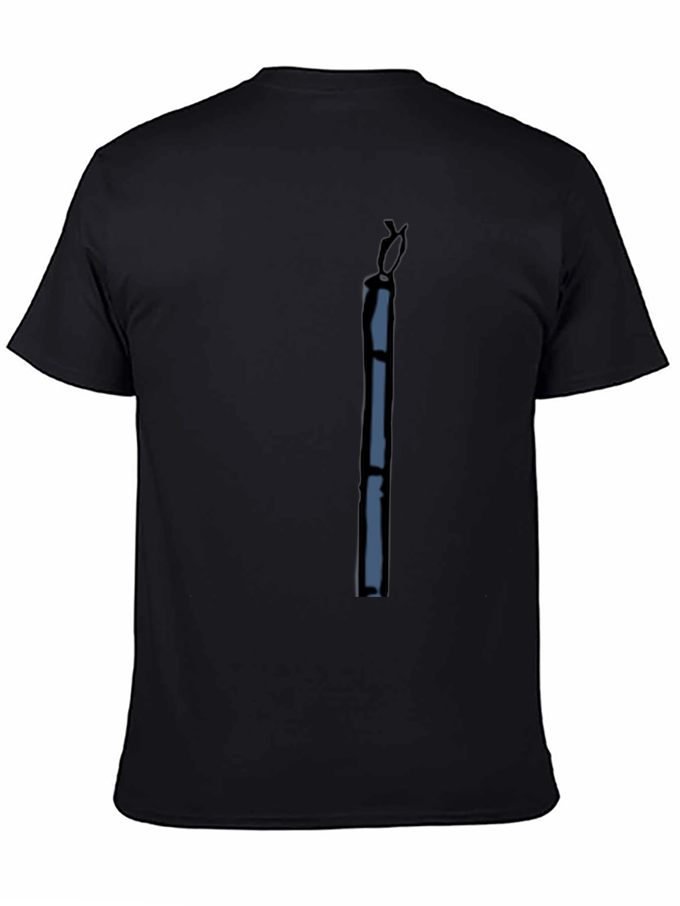 Black T-Shirt with Abstract Blue Design - 4