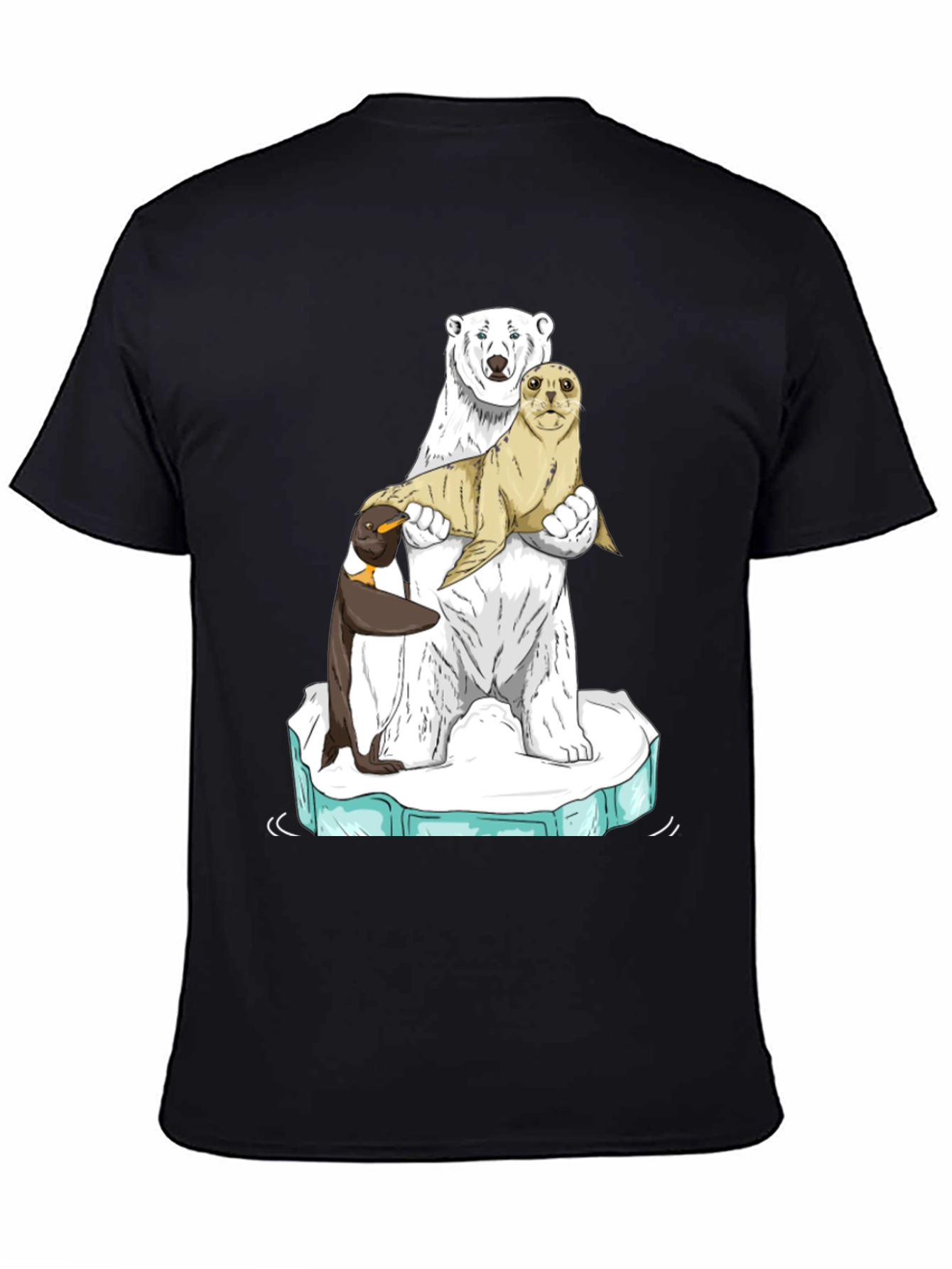 Black Polar Bear Seal Penguin T-Shirt view 4