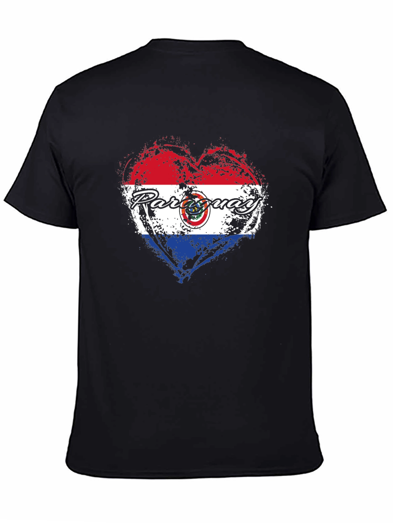 Black Paraguay Heart Flag T-Shirt - Patriotic Pride view 4
