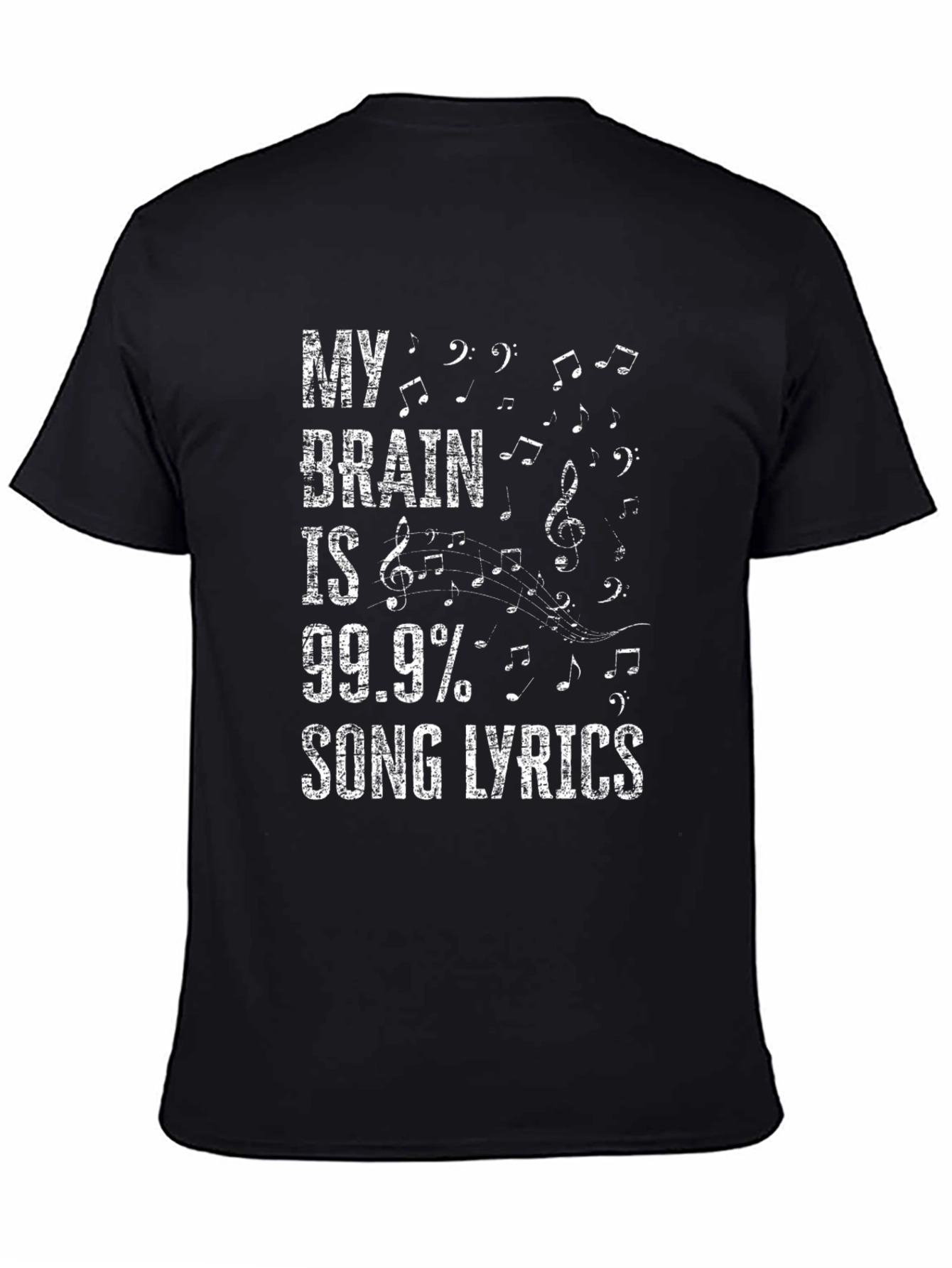 Black Song Lyrics Brain T-Shirt - Music Lover Tee view 4