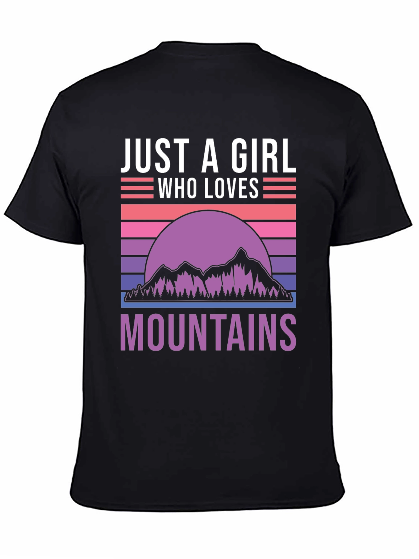 Black Just a Girl Who Loves Mountains T-Shirt view 4
