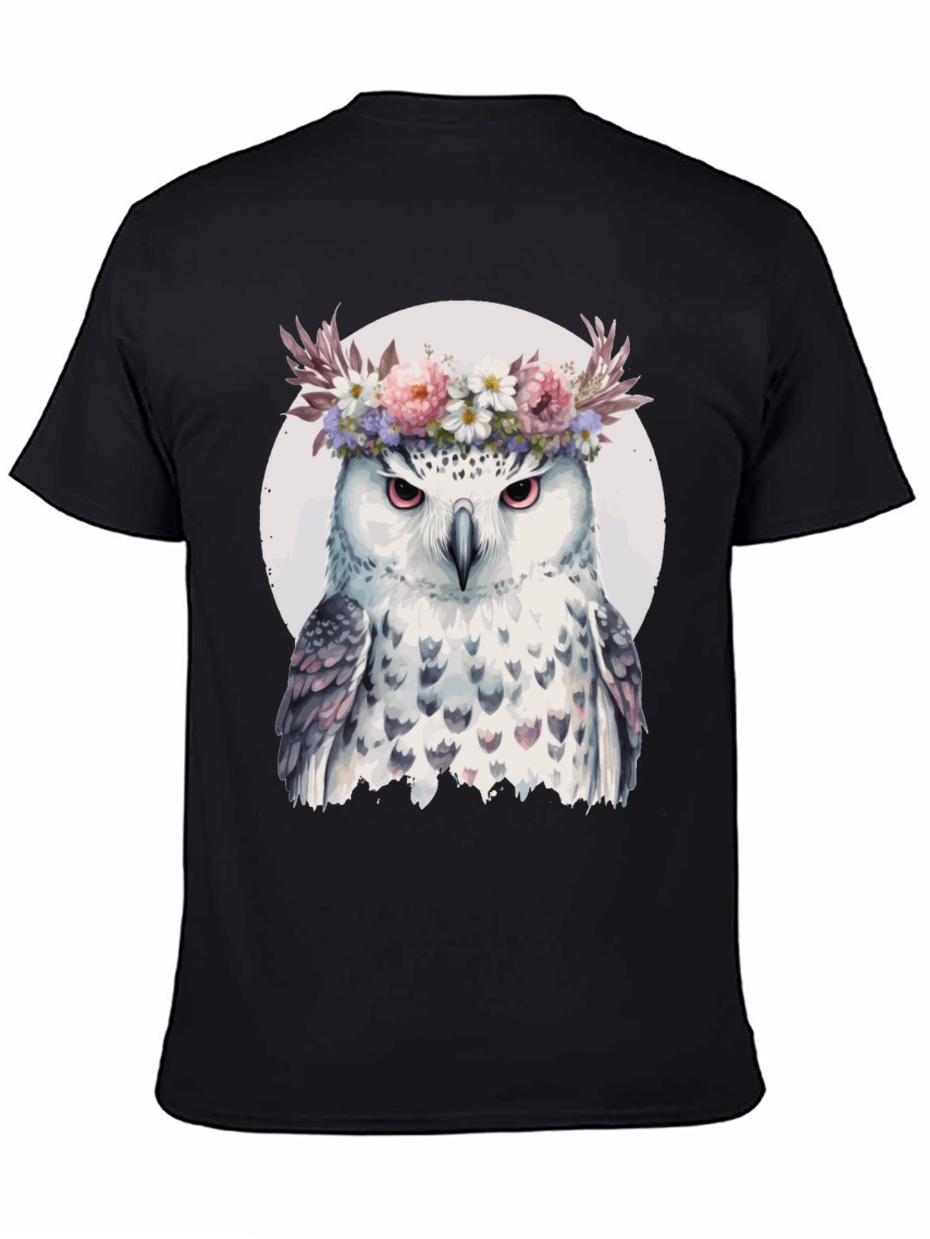 Black Owl Flower Crown T-Shirt - Unisex Graphic Tee view 4