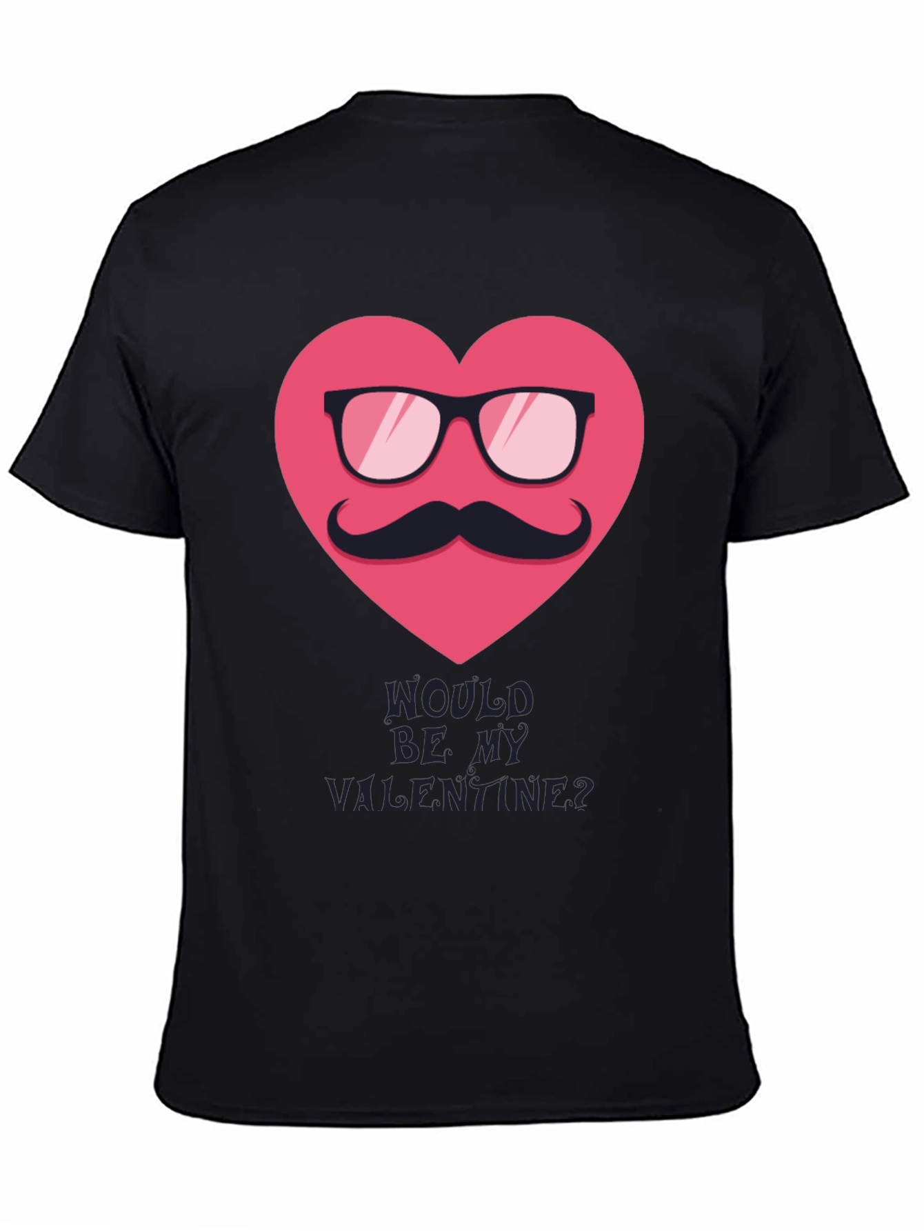 Black Valentine's Day Mustache Heart Graphic Tee view 4