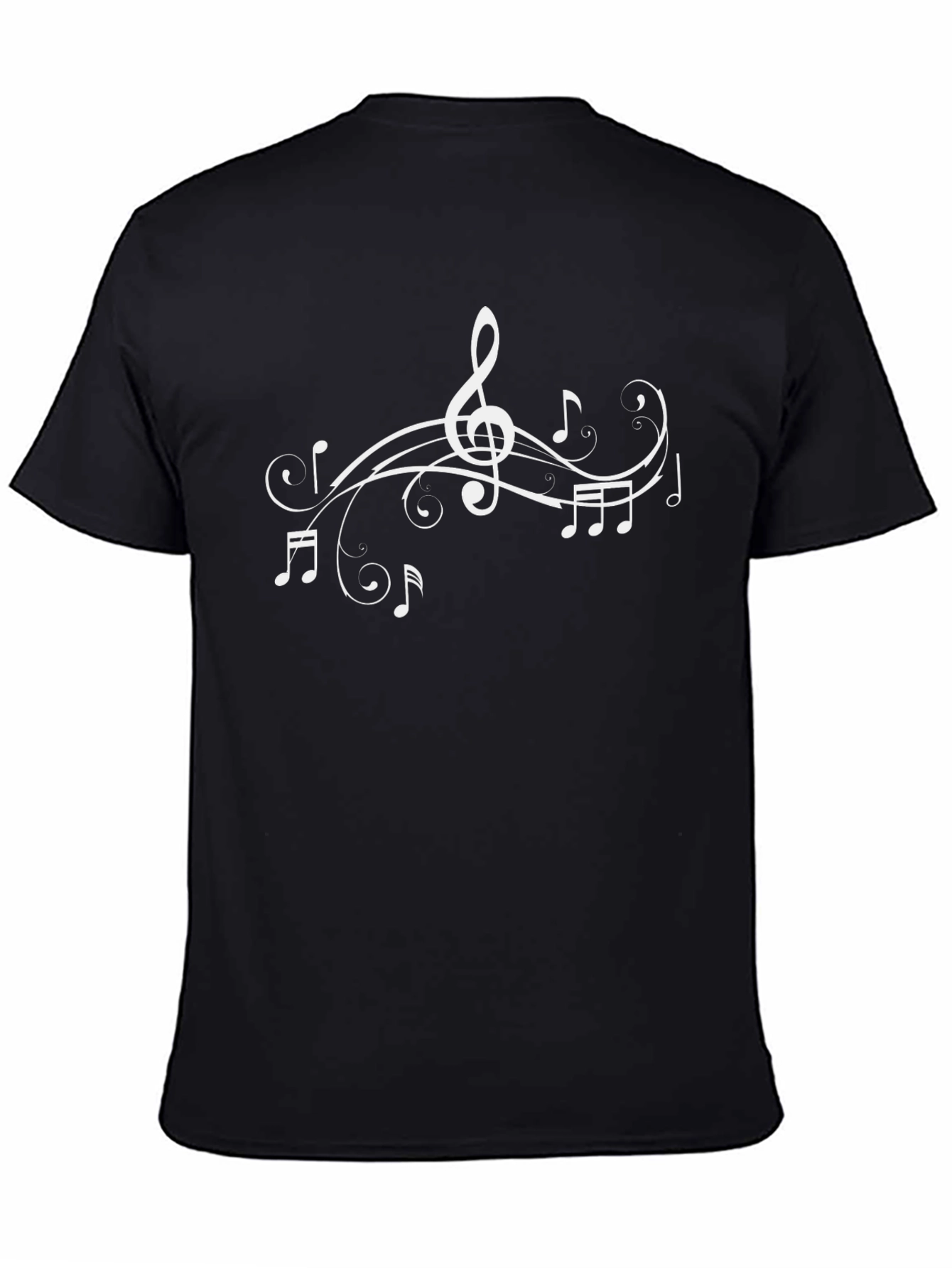 Black Musical Notes Graphic T-Shirt - Black Cotton Tee view 4