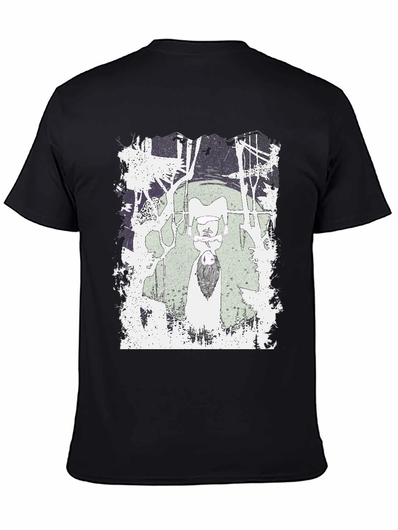 Black Graphic Tee - Unique Design on Black Cotton view 4