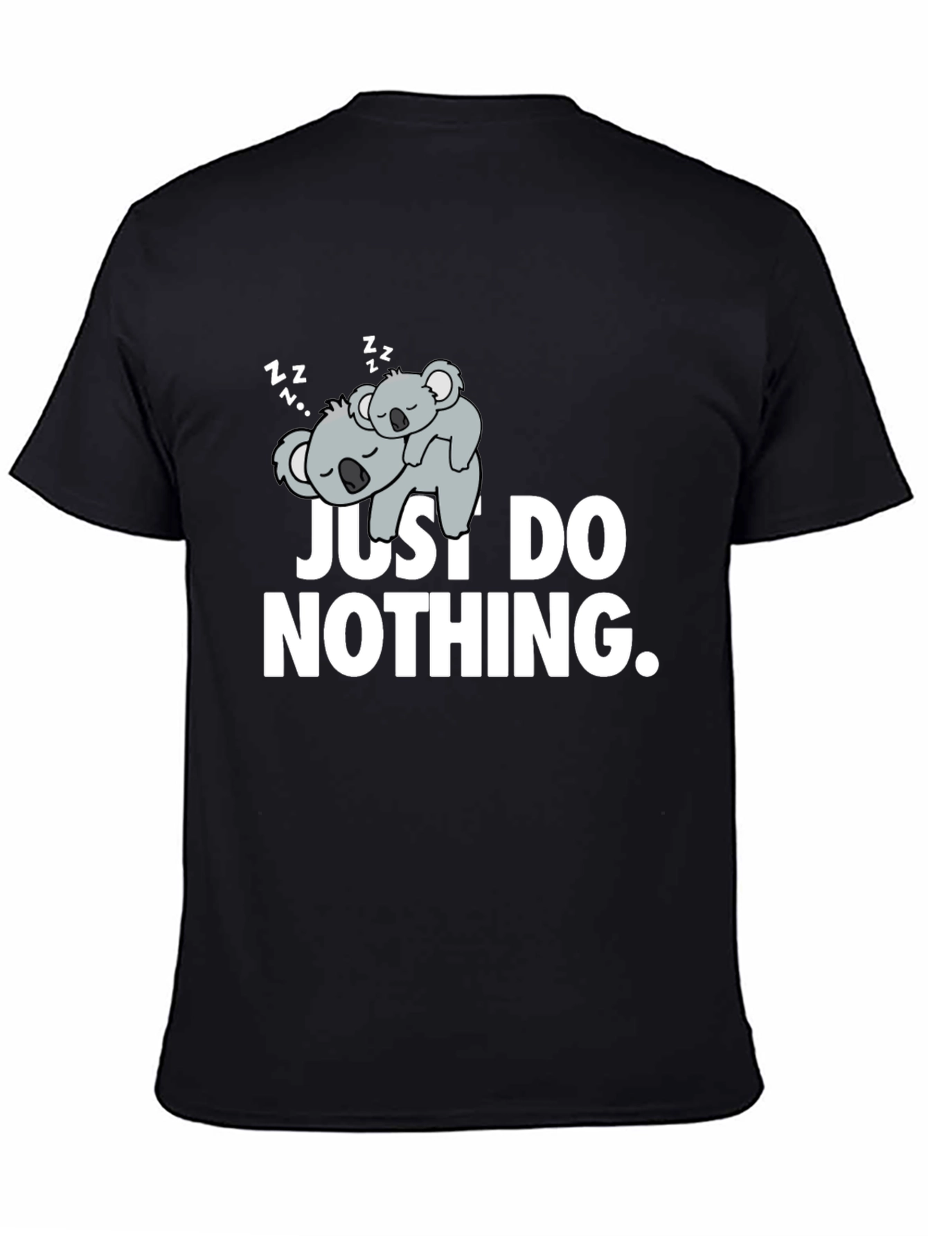 Black Lazy Koala Graphic T-Shirt - Just Do Nothing view 4