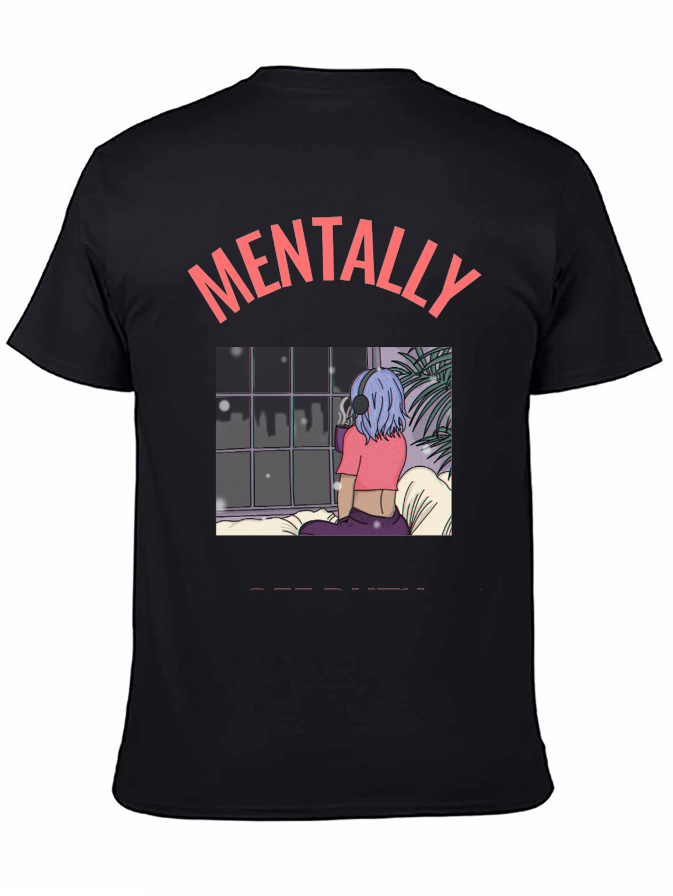 Black Mentally Elsewhere Graphic Tee - Unisex Black T-Shirt view 4