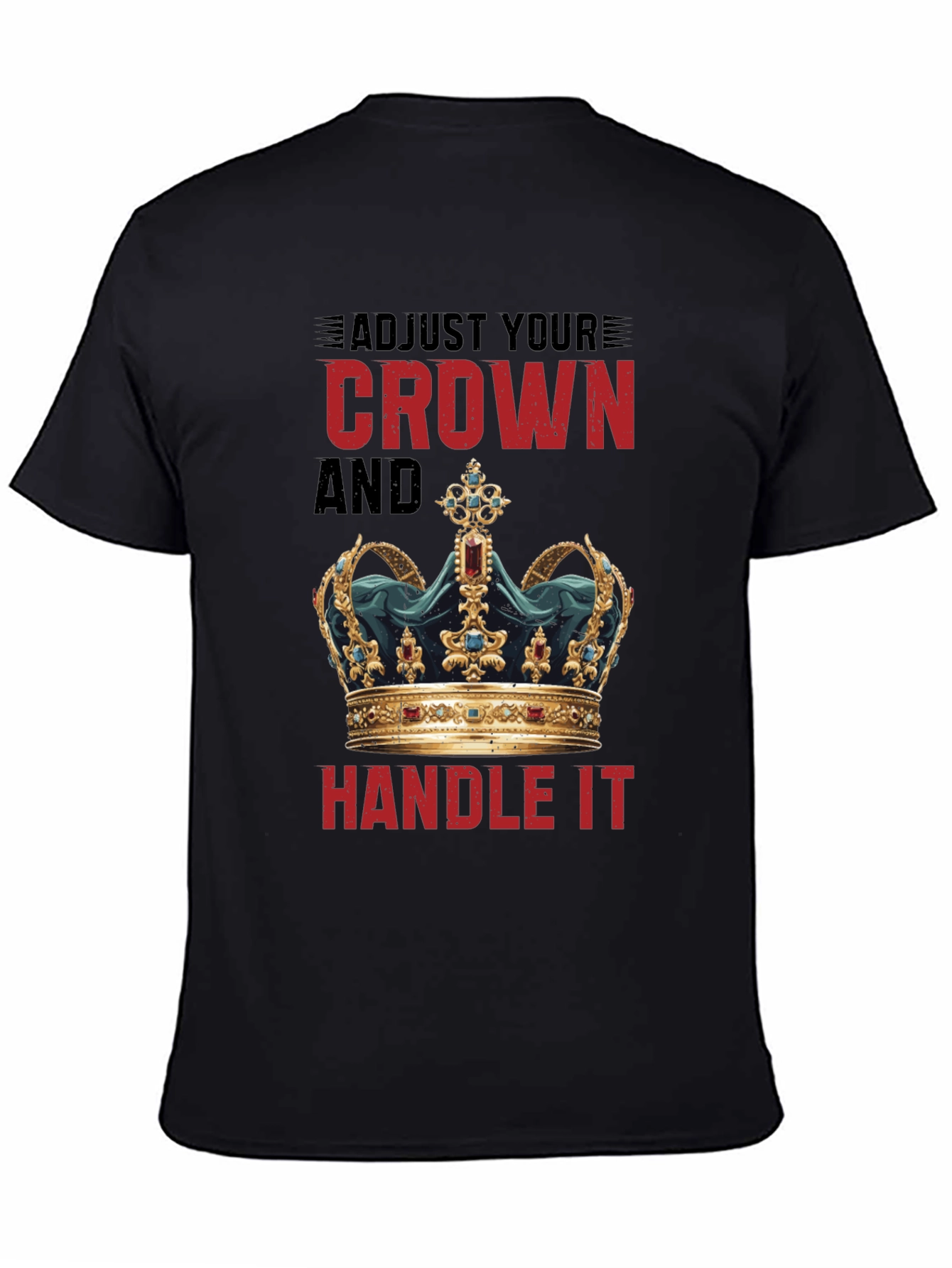 Black Adjust Your Crown Graphic Tee - Men's Black T-Shirt view 4