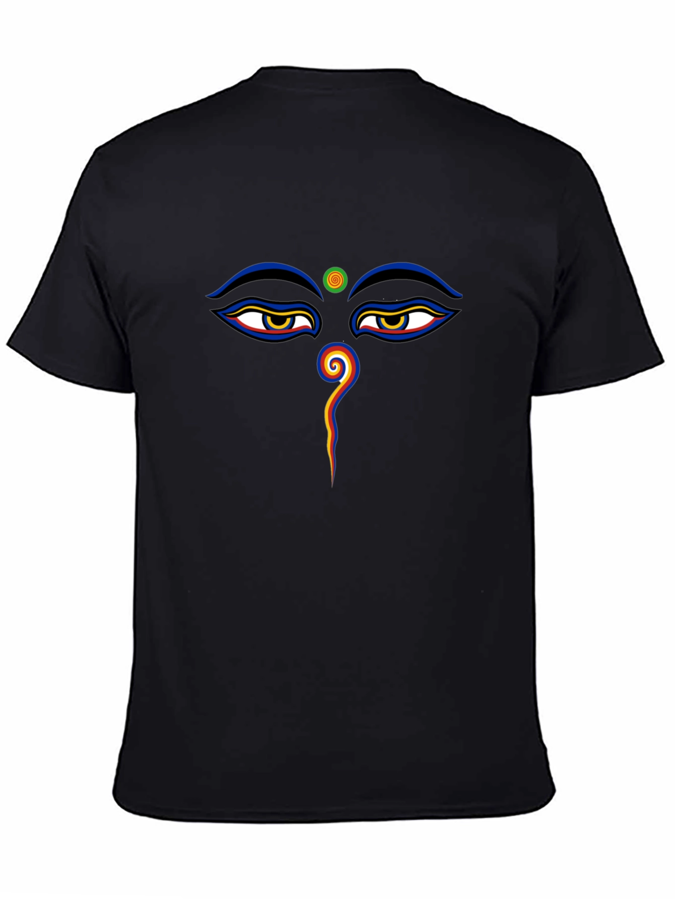Black Eye of Buddha Graphic Tee - Spiritual Design Black T-Shirt view 4