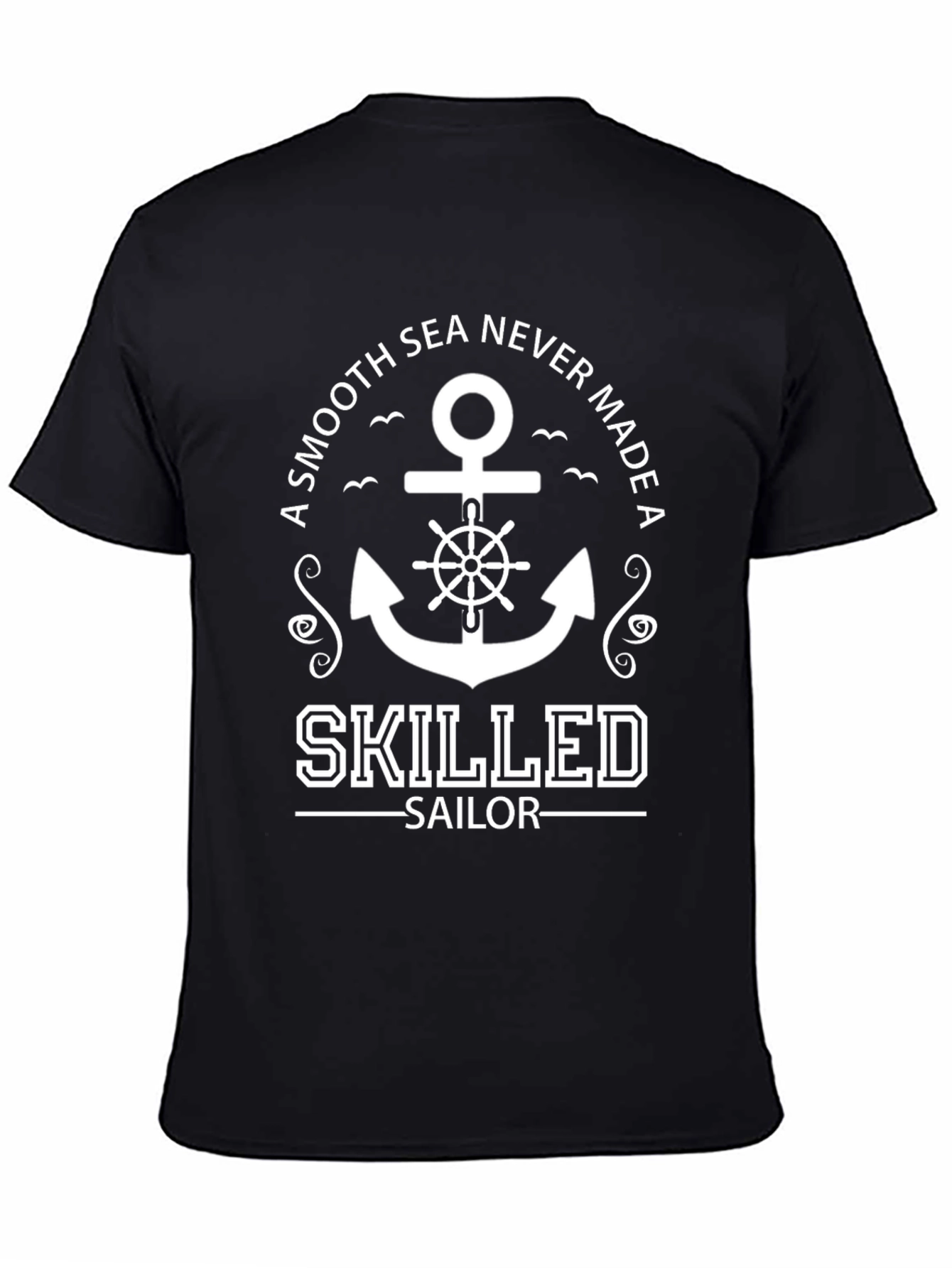 Black Skilled Sailor Anchor Graphic Black T-Shirt view 4