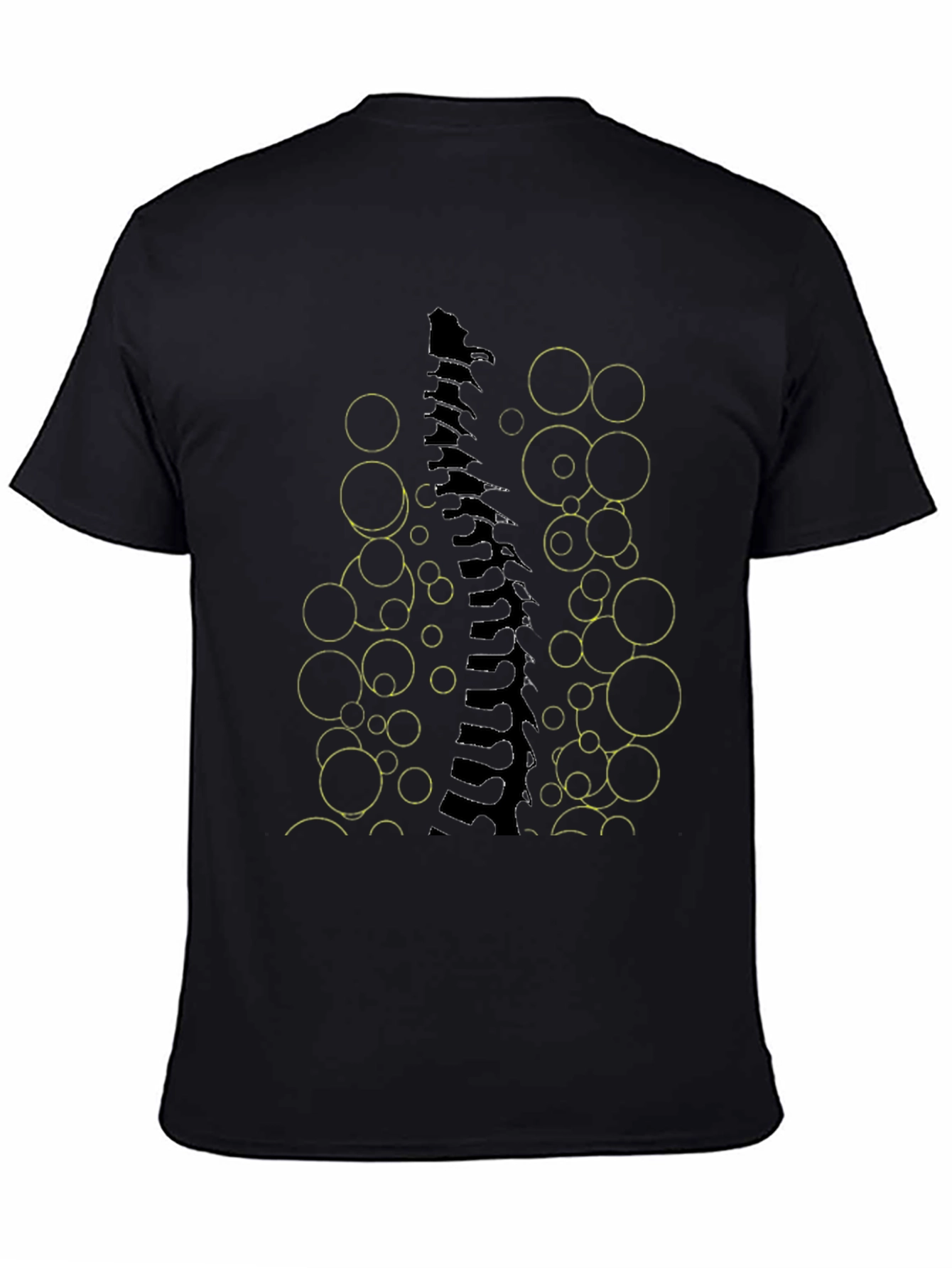 Black Abstract Spine Graphic Tee - Modern Art T-Shirt view 4