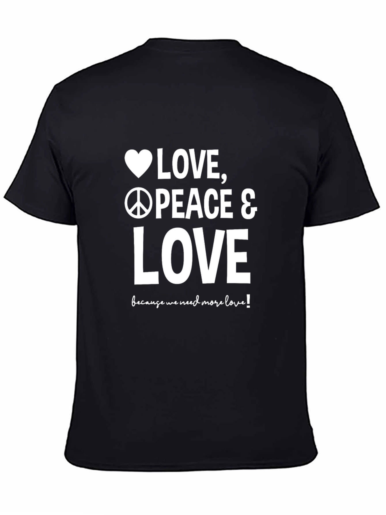 Black Love Peace T-Shirt - Black, Graphic Tee view 4