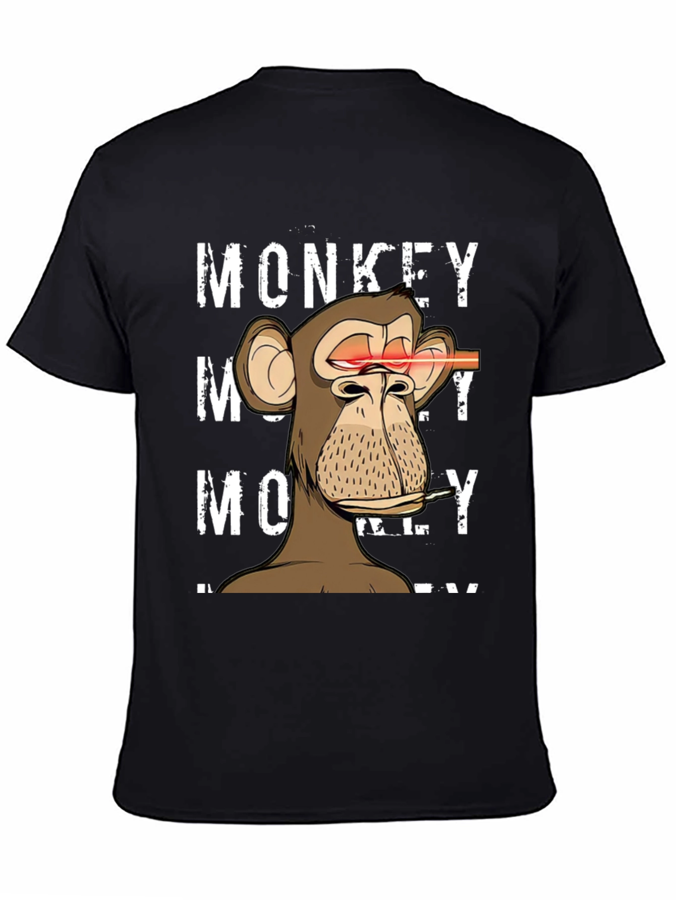 Black Monkey Laser Eyes Graphic T-Shirt view 4