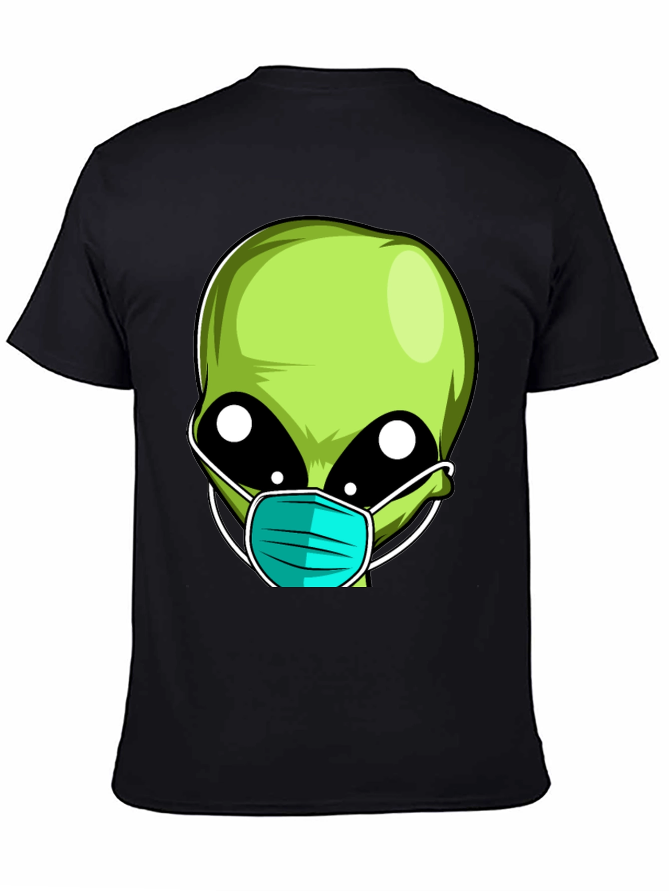Black Alien Face Mask Novelty T-Shirt view 4