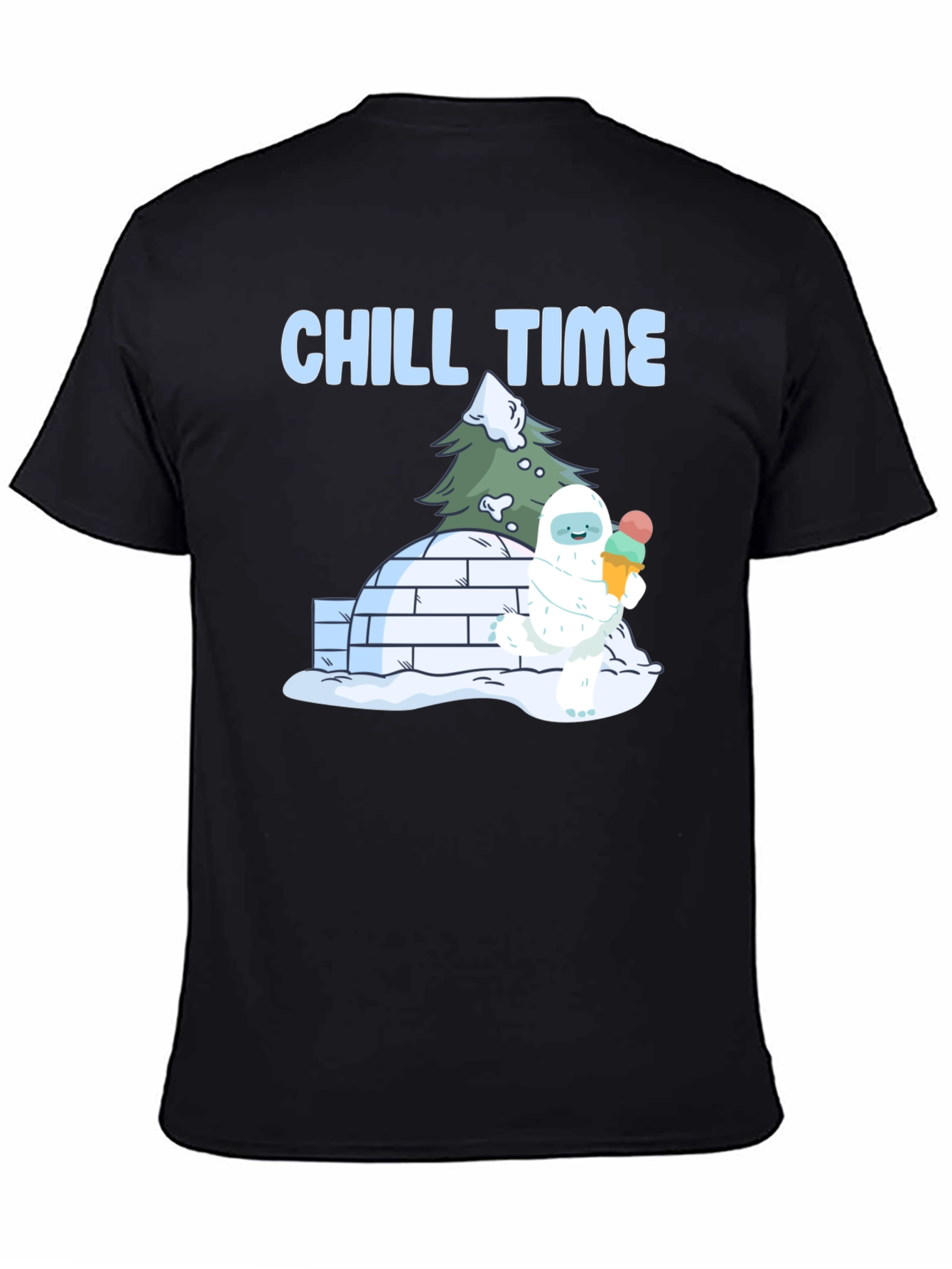 Black Chill Time Yeti Ice Cream T-Shirt view 4