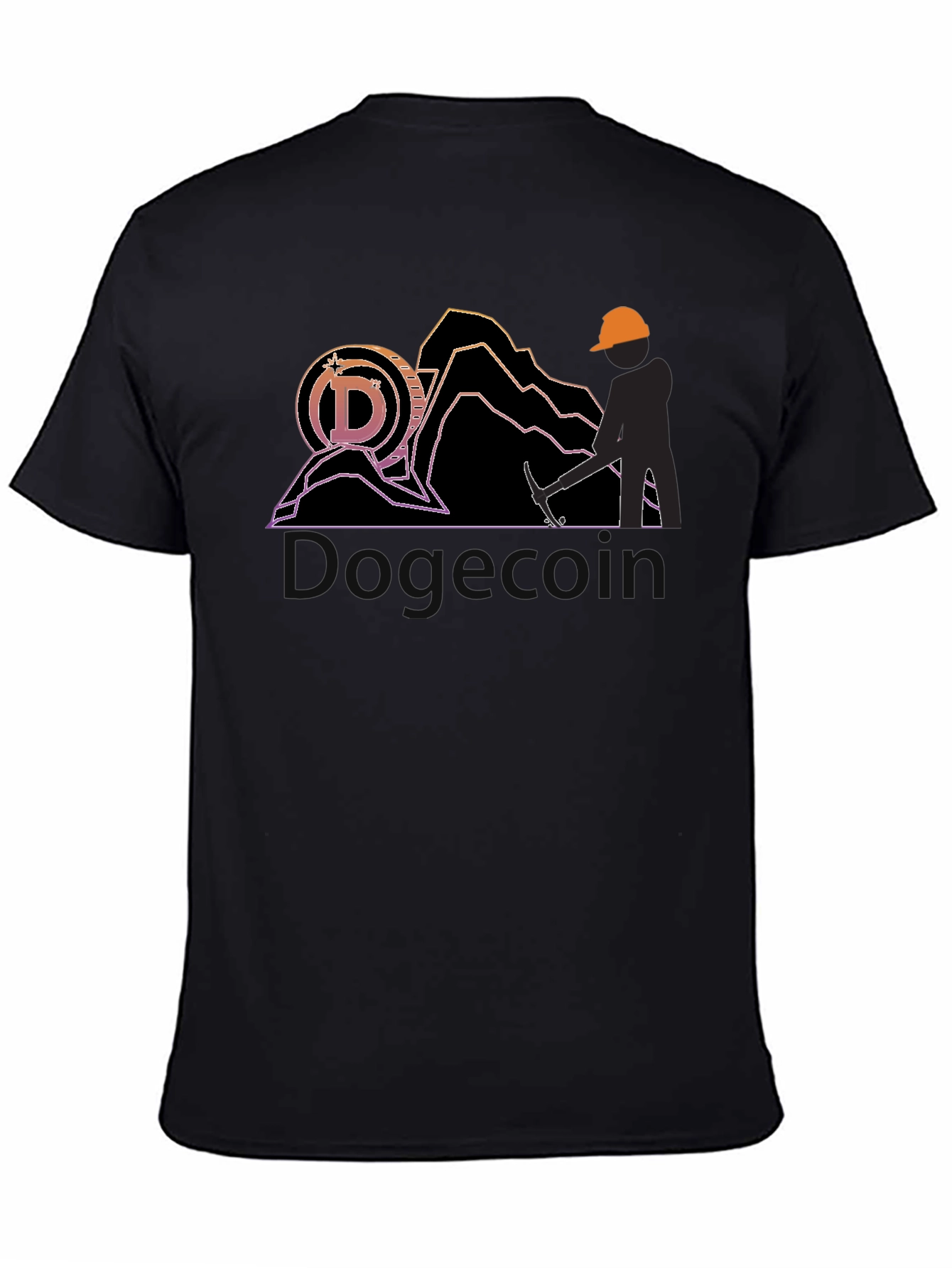 Black Dogecoin Miner Black T-Shirt view 4