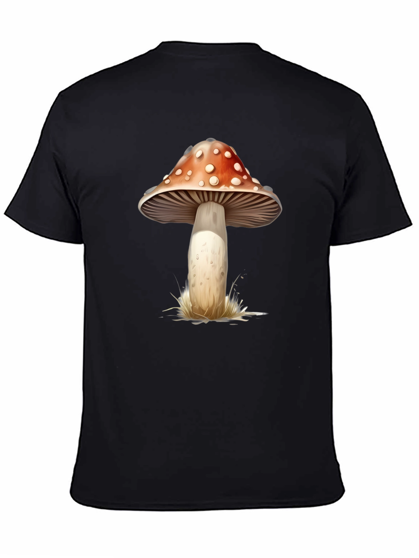 Black Mushroom Graphic Tee - Black Cotton Blend view 4