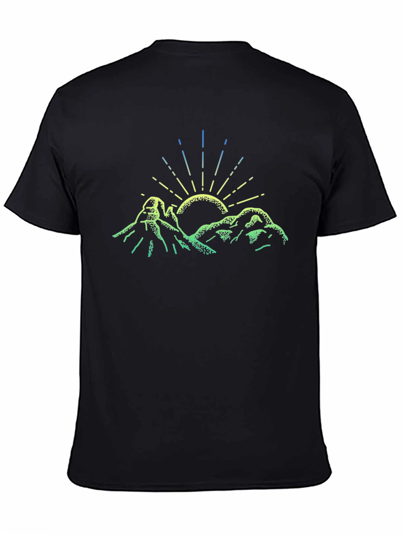 Black Mountain Sun Graphic Tee - Black Cotton T-Shirt view 4