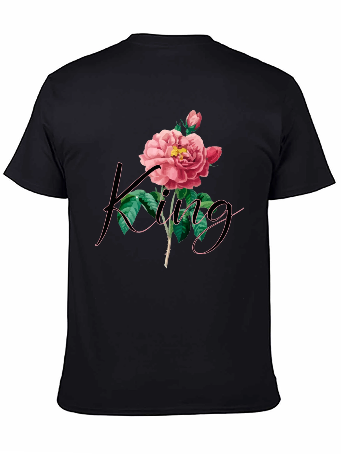 Black King Rose Graphic Tee - Men's Black T-Shirt view 4