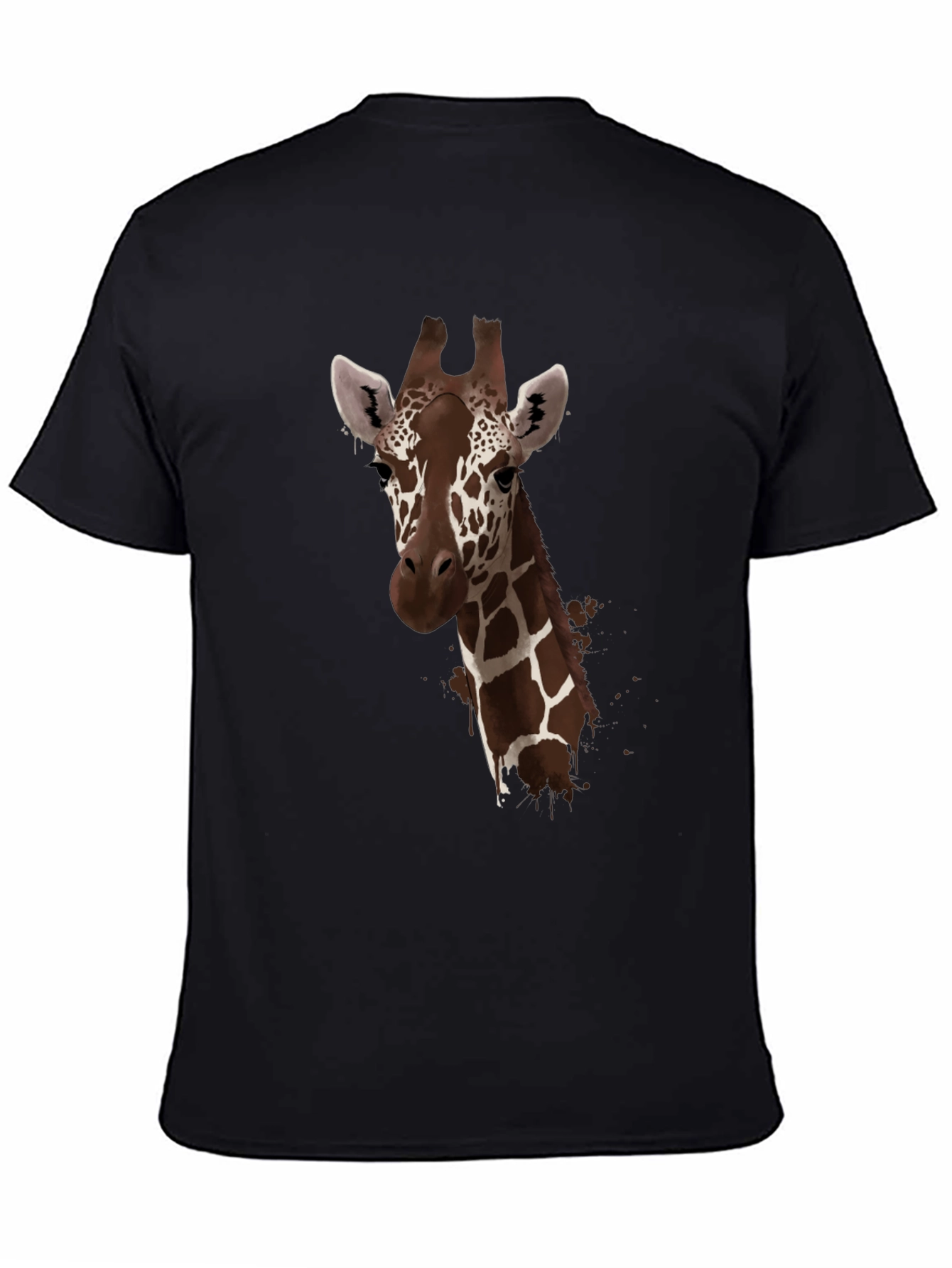 Black Giraffe Print Black T-Shirt - Stylish Animal Design view 4