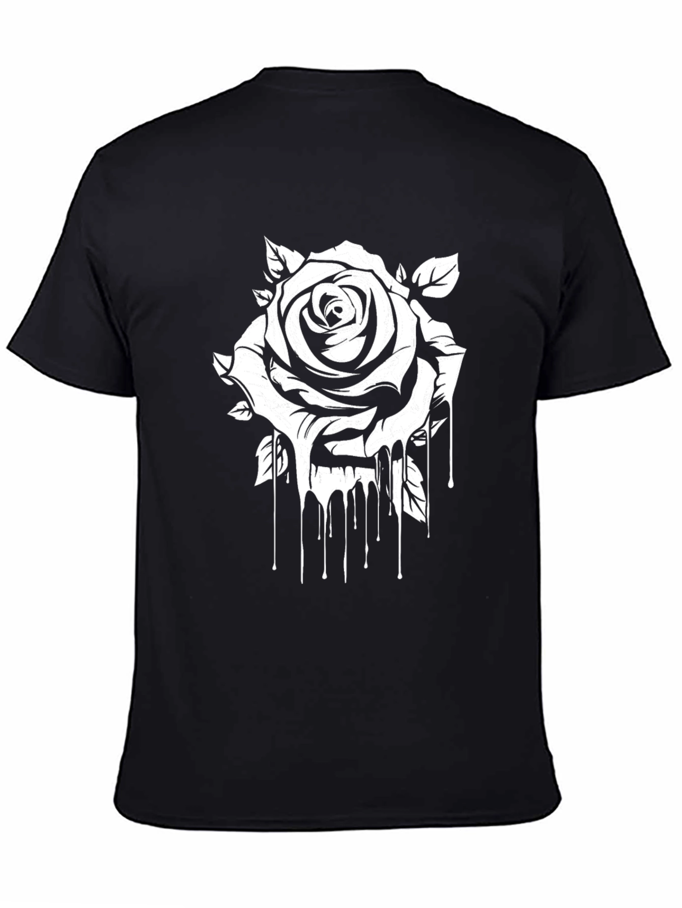 Black Black Tee with Dripping Rose Graphic view 4