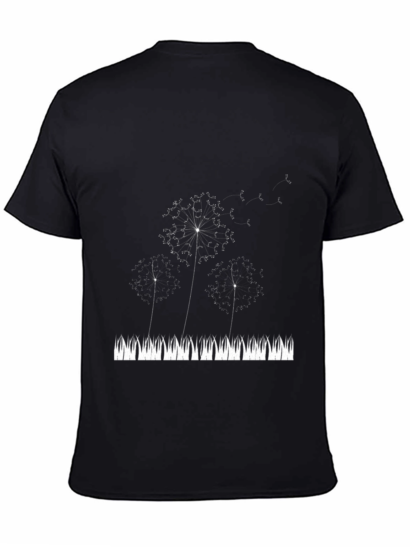 Black Dandelion Print Black T-Shirt view 4