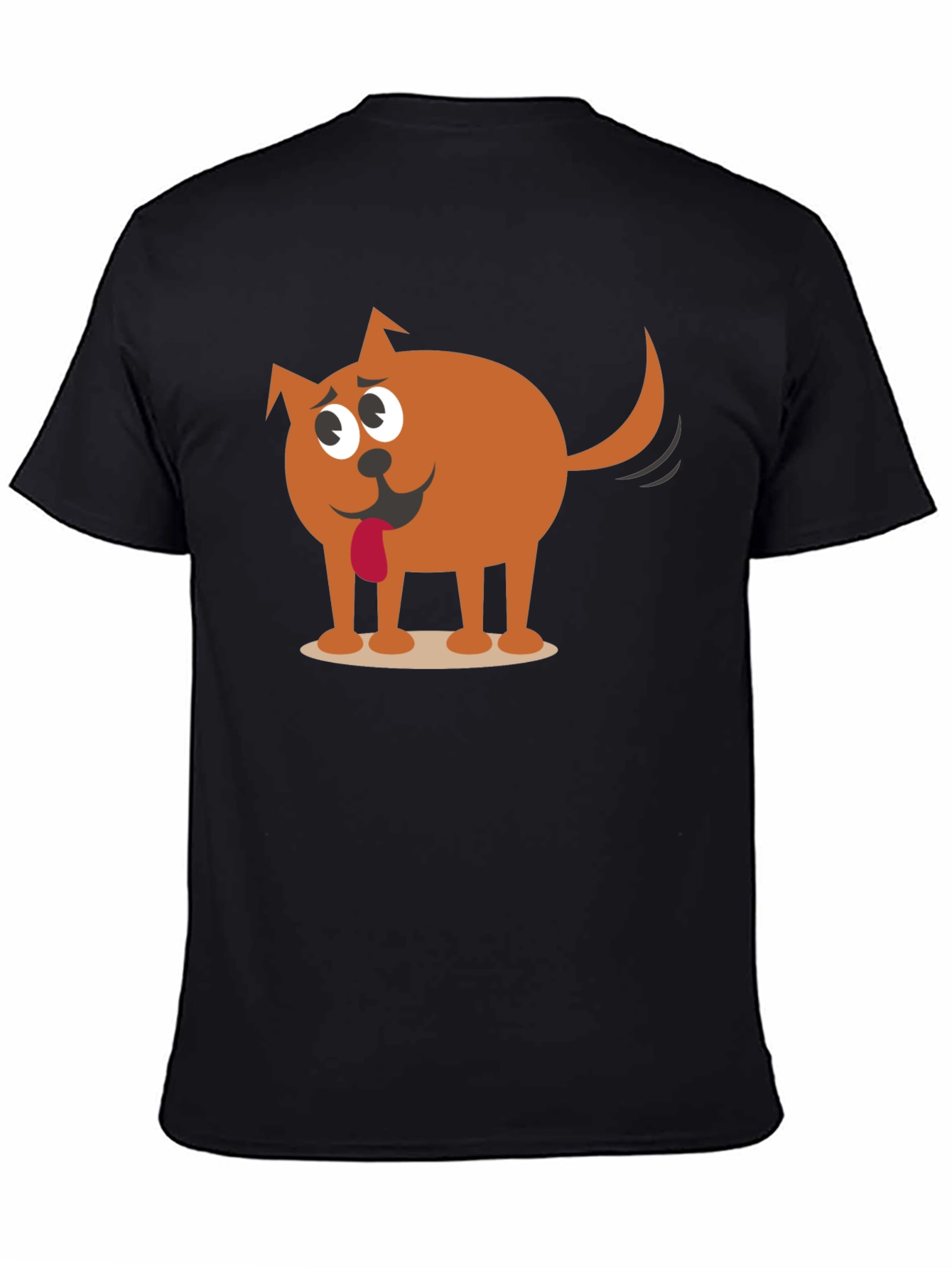 Black Funny Cartoon Dog Graphic Black T-Shirt view 4