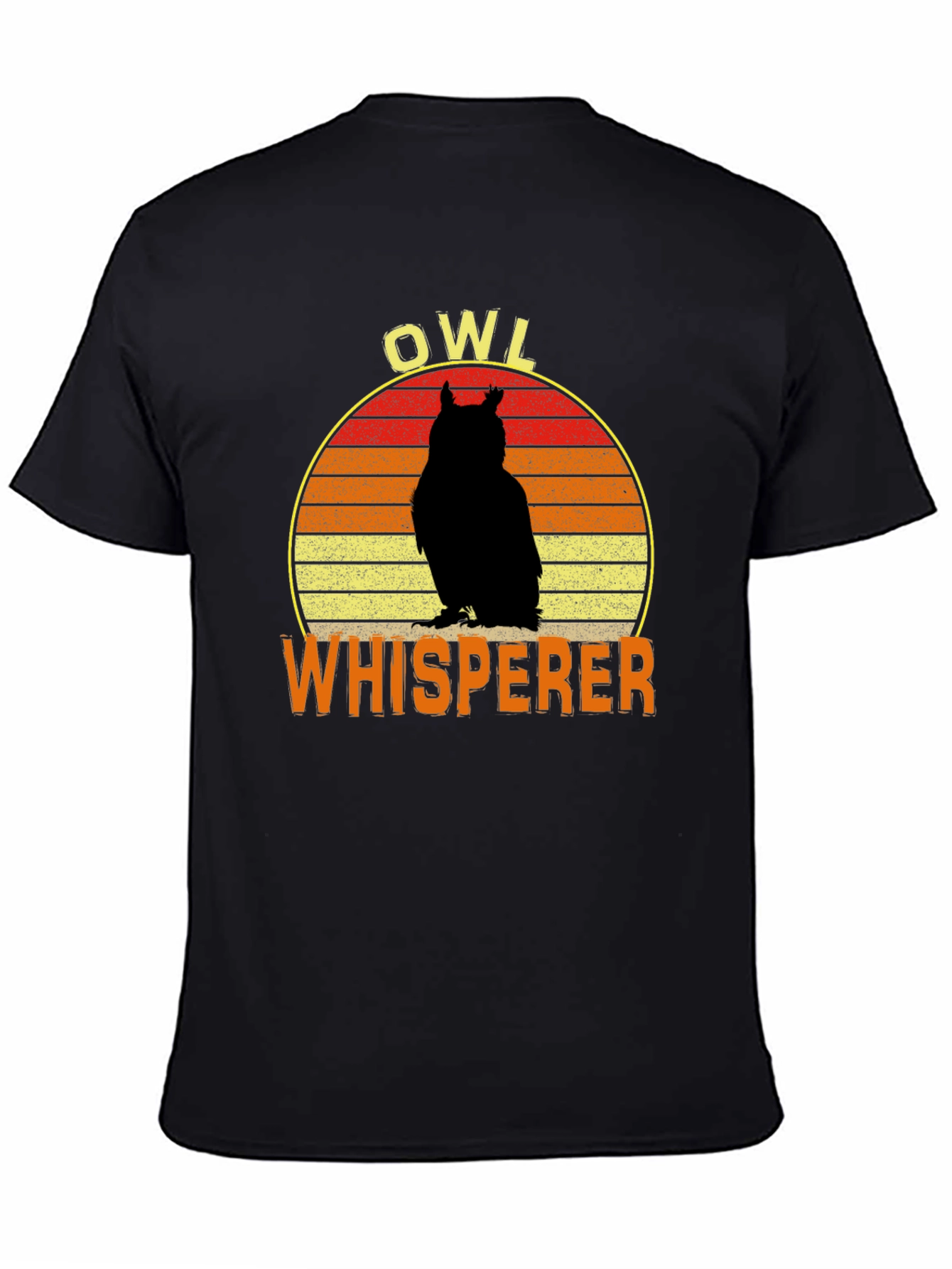 Black Owl Whisperer Retro Graphic T-Shirt view 4