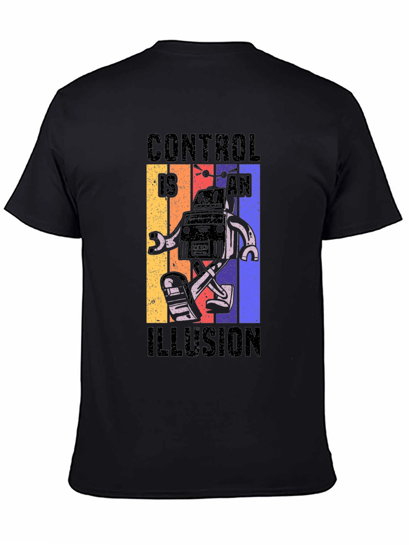 Black Control is an Illusion Robot Graphic Tee view 4